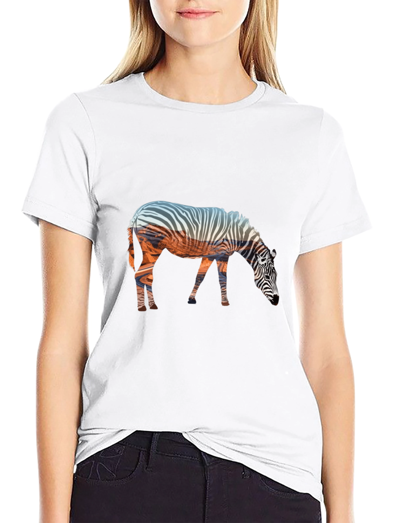 Zebra Silhouette Graphic Print Tee