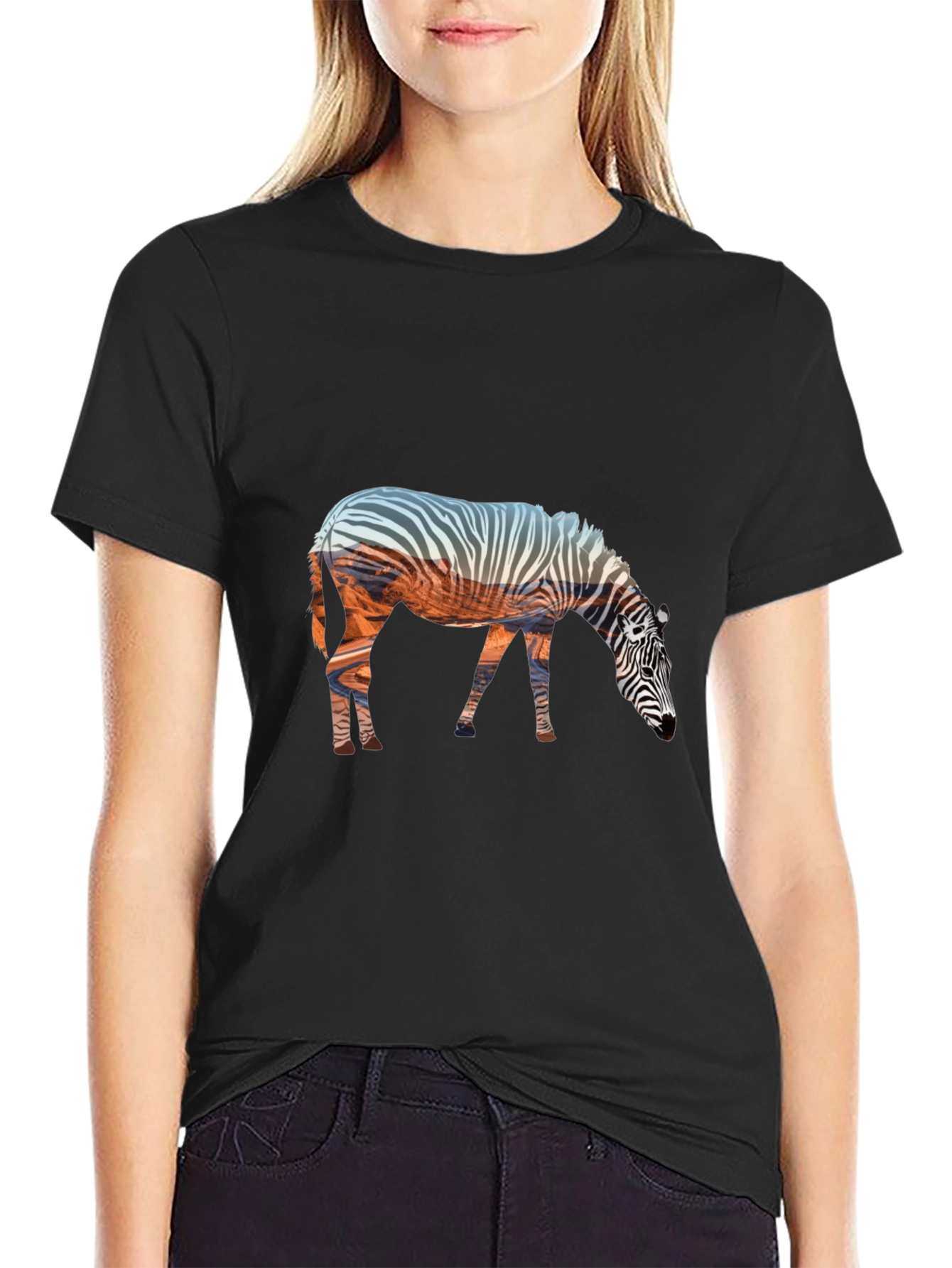 Zebra Silhouette Graphic Print Tee