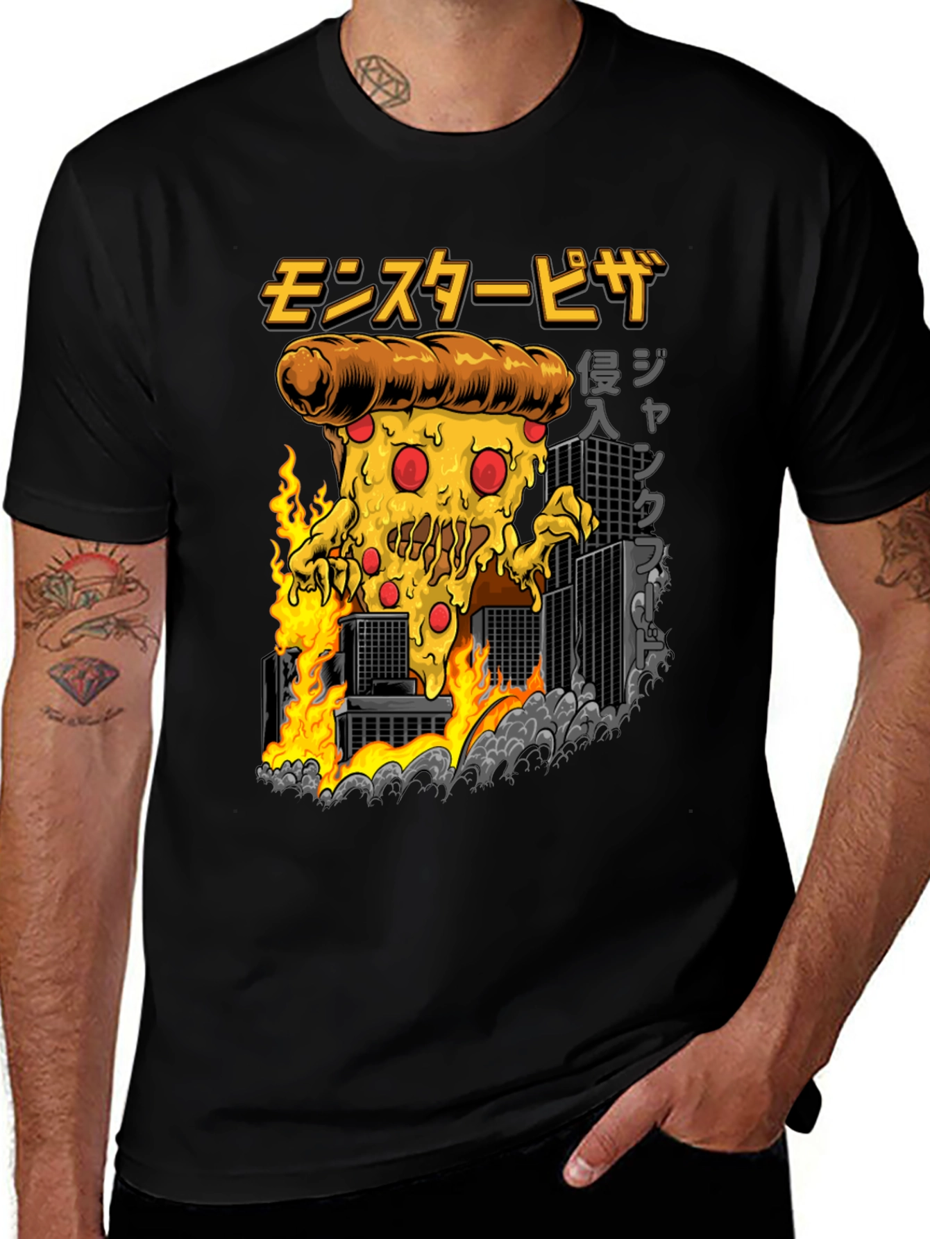 Monster Pizza Invasion T-Shirt | Funny Pizza Lover Tee | Cartoon Food Graphic Shirt | Gift for Pizza Lovers | Free Shipping $50+