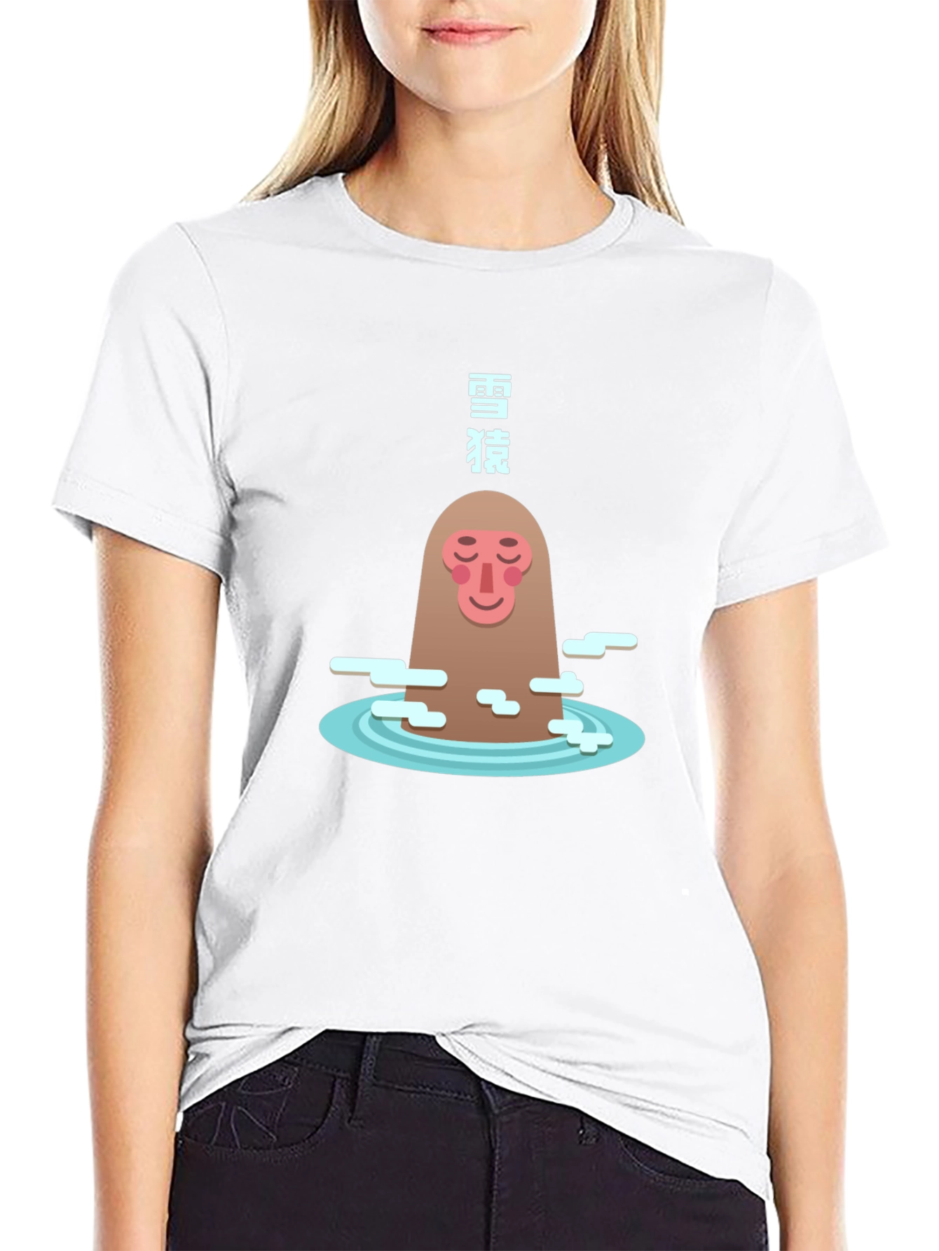 Snow Monkey T-Shirt - Japanese Macaque in Hot Spring