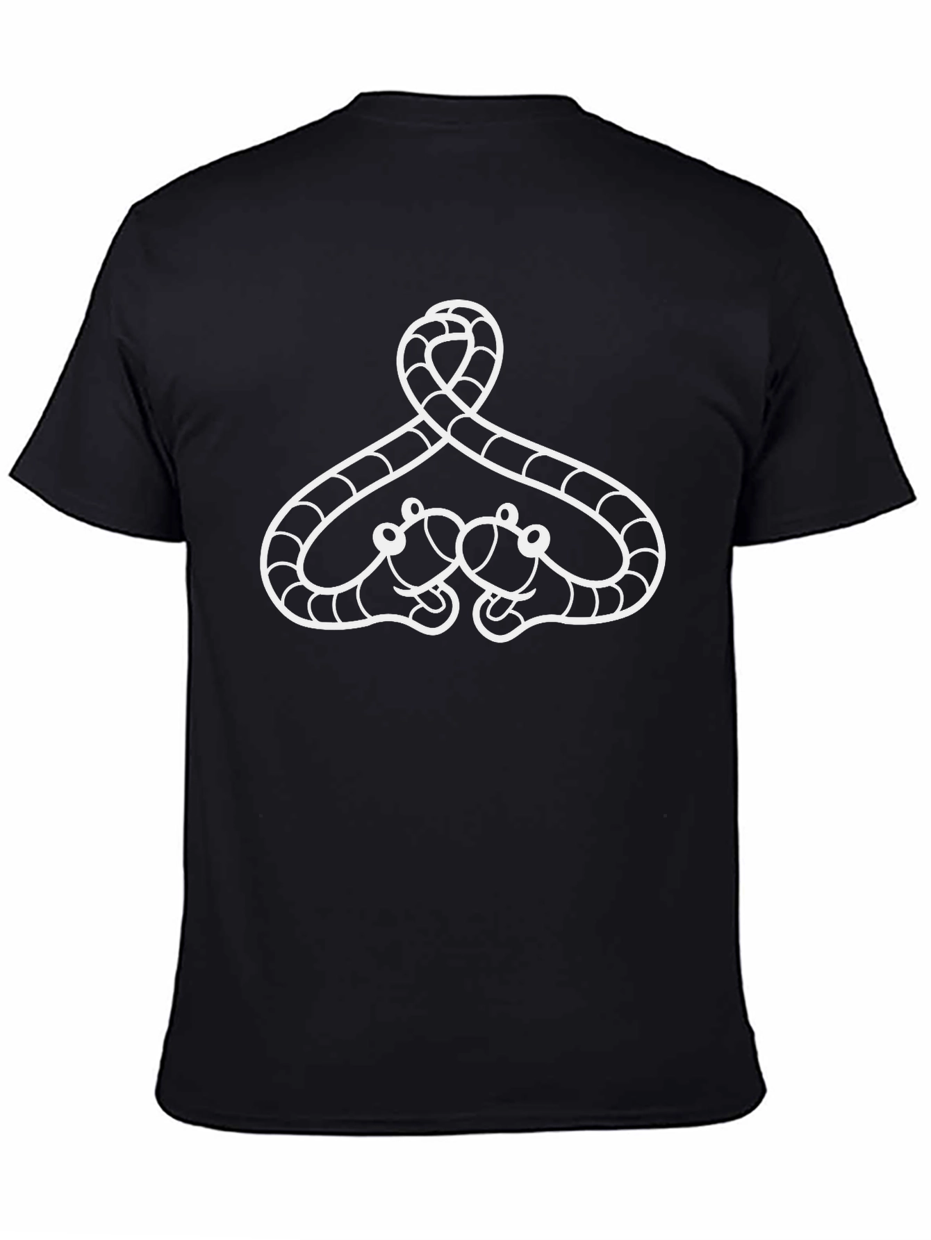 Unique Black T-Shirt with White Snake Design