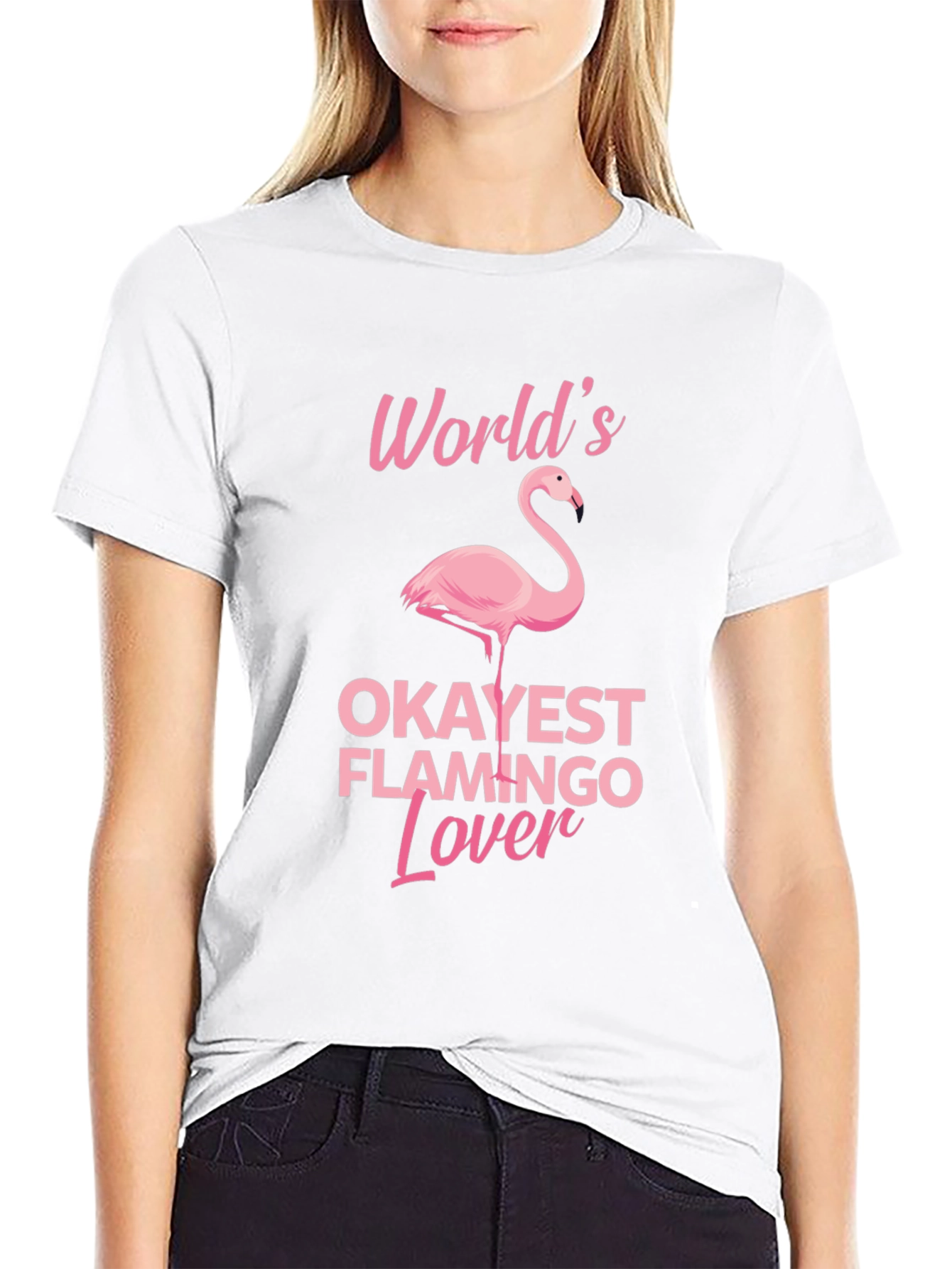 Okayest Flamingo Lover - Black T-Shirt