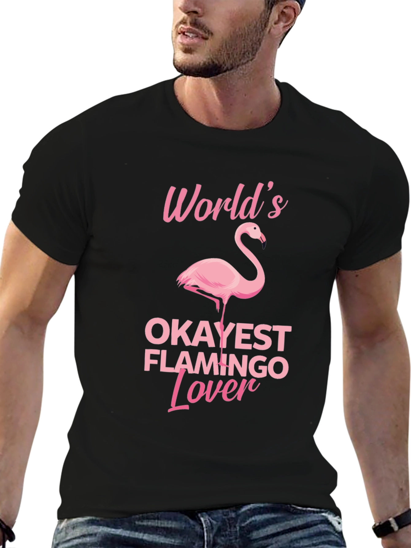 Okayest Flamingo Lover - Black T-Shirt