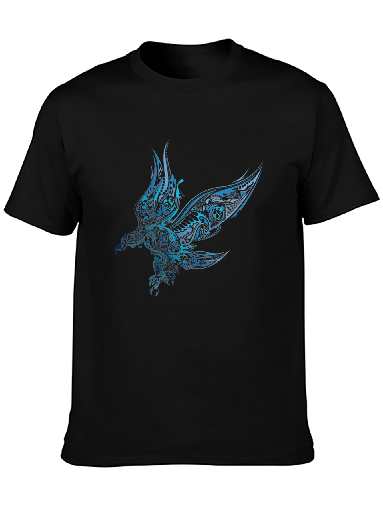 Mens Black T-shirt with Blue Eagle Design