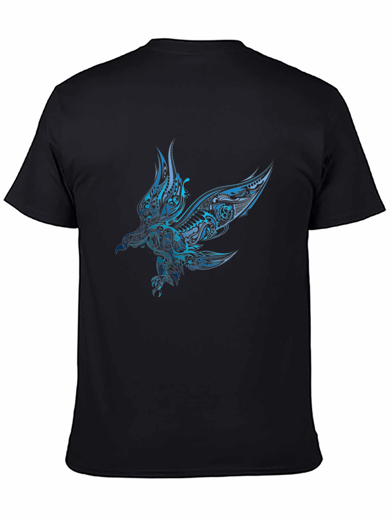 Mens Black T-shirt with Blue Eagle Design