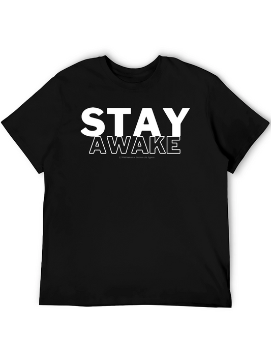 Stay Awake Graphic Print T-Shirt - Black