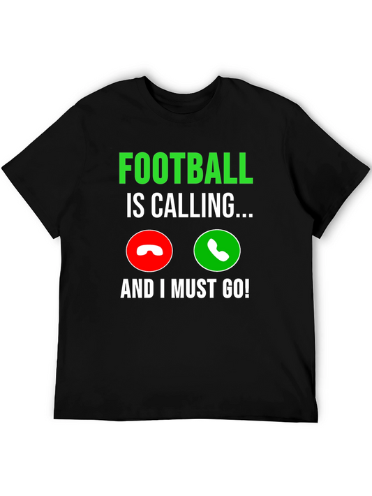 Football is Calling Black Graphic T-Shirt