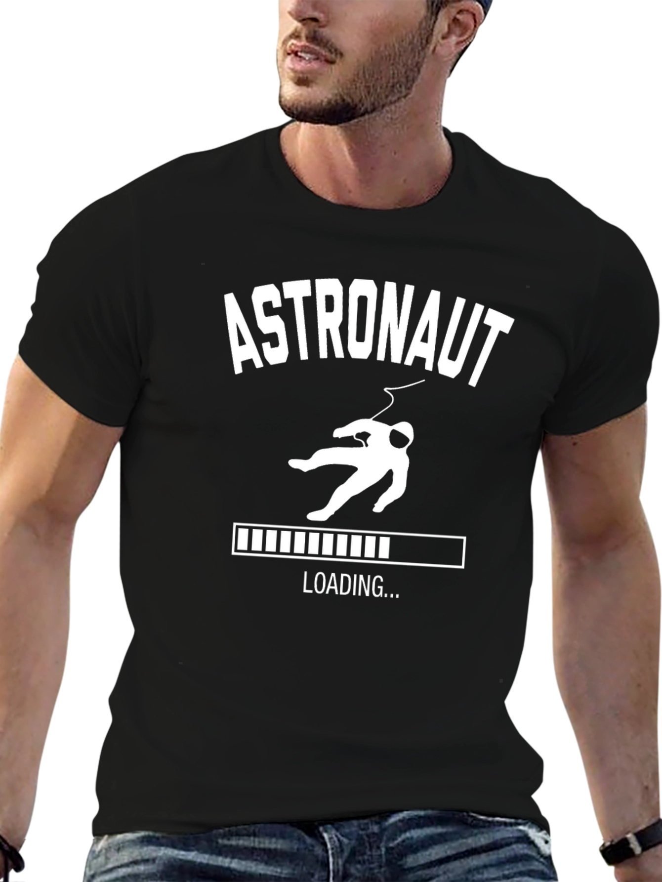 Astronaut Loading Graphic T-Shirt - Black