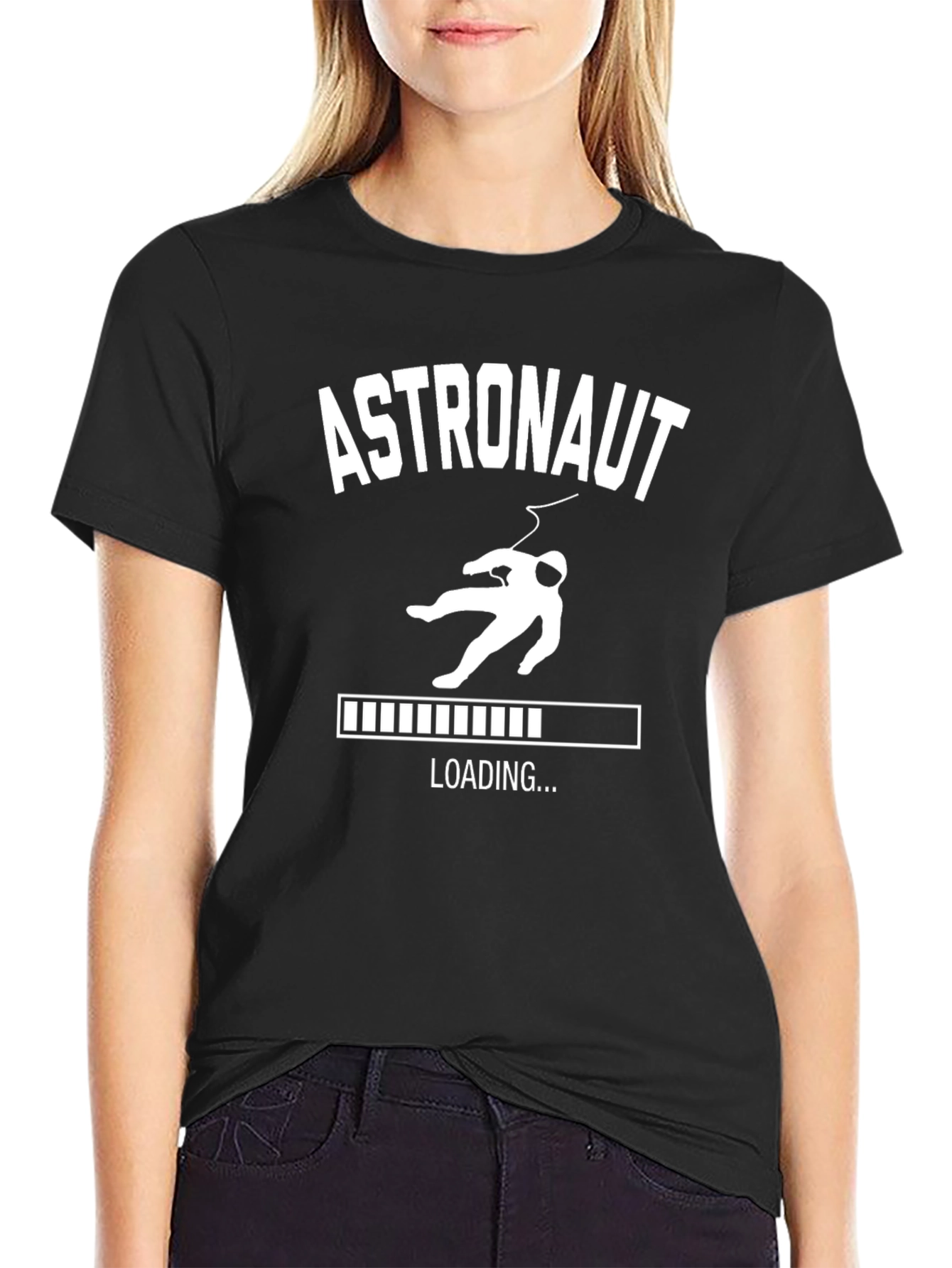 Astronaut Loading Graphic T-Shirt - Black