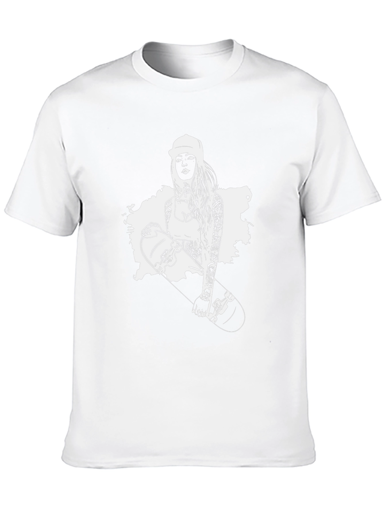 Black T-Shirt with Skater Girl Graphic