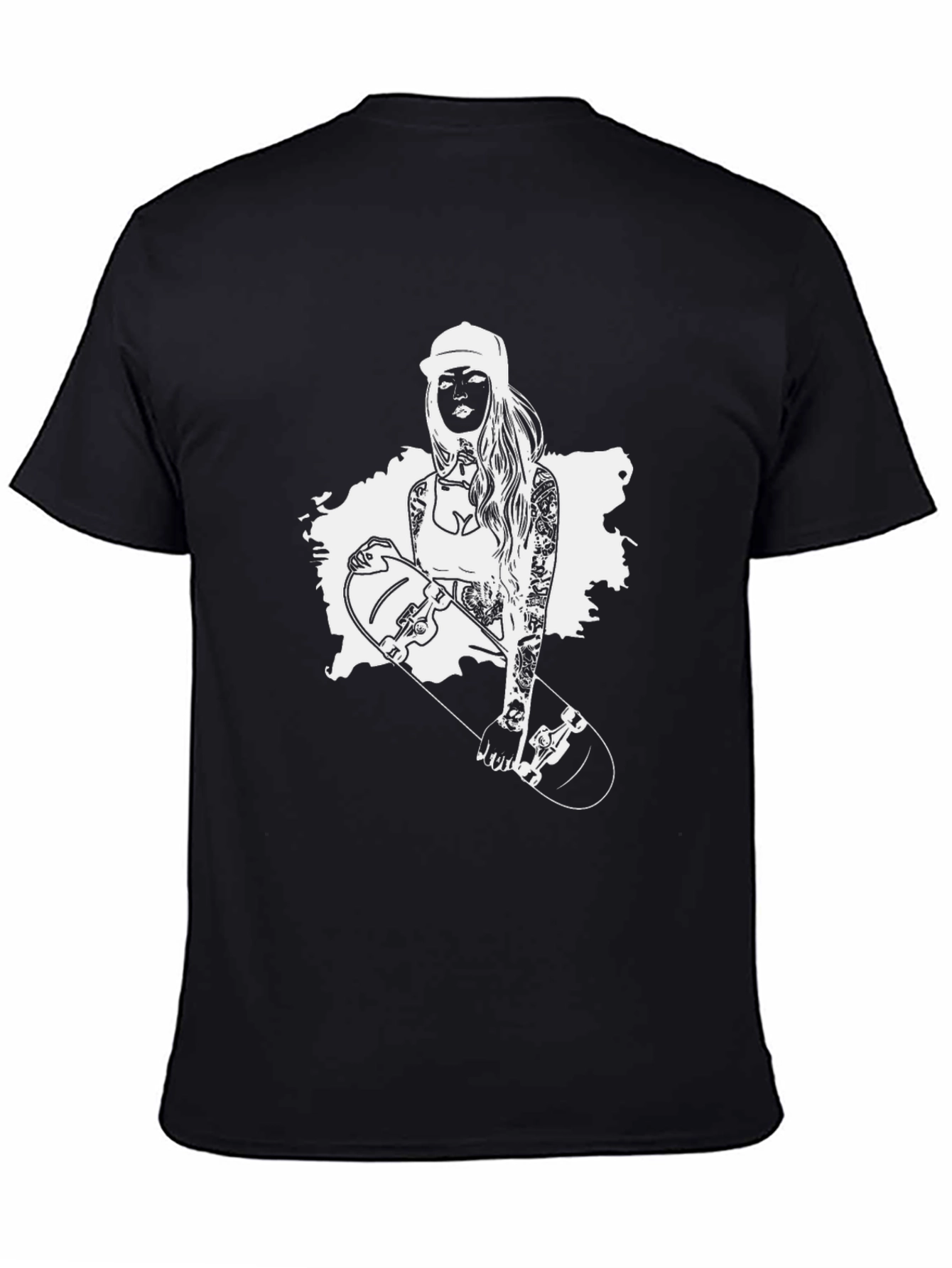 Black T-Shirt with Skater Girl Graphic