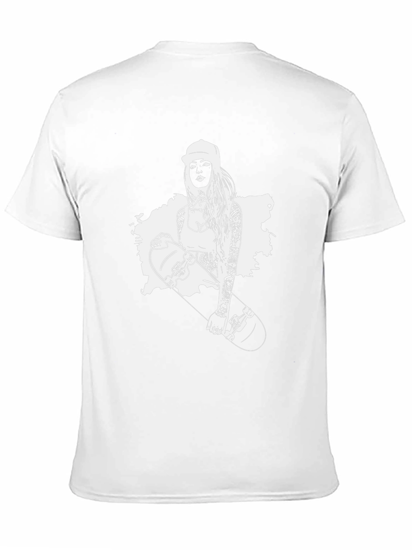 Black T-Shirt with Skater Girl Graphic