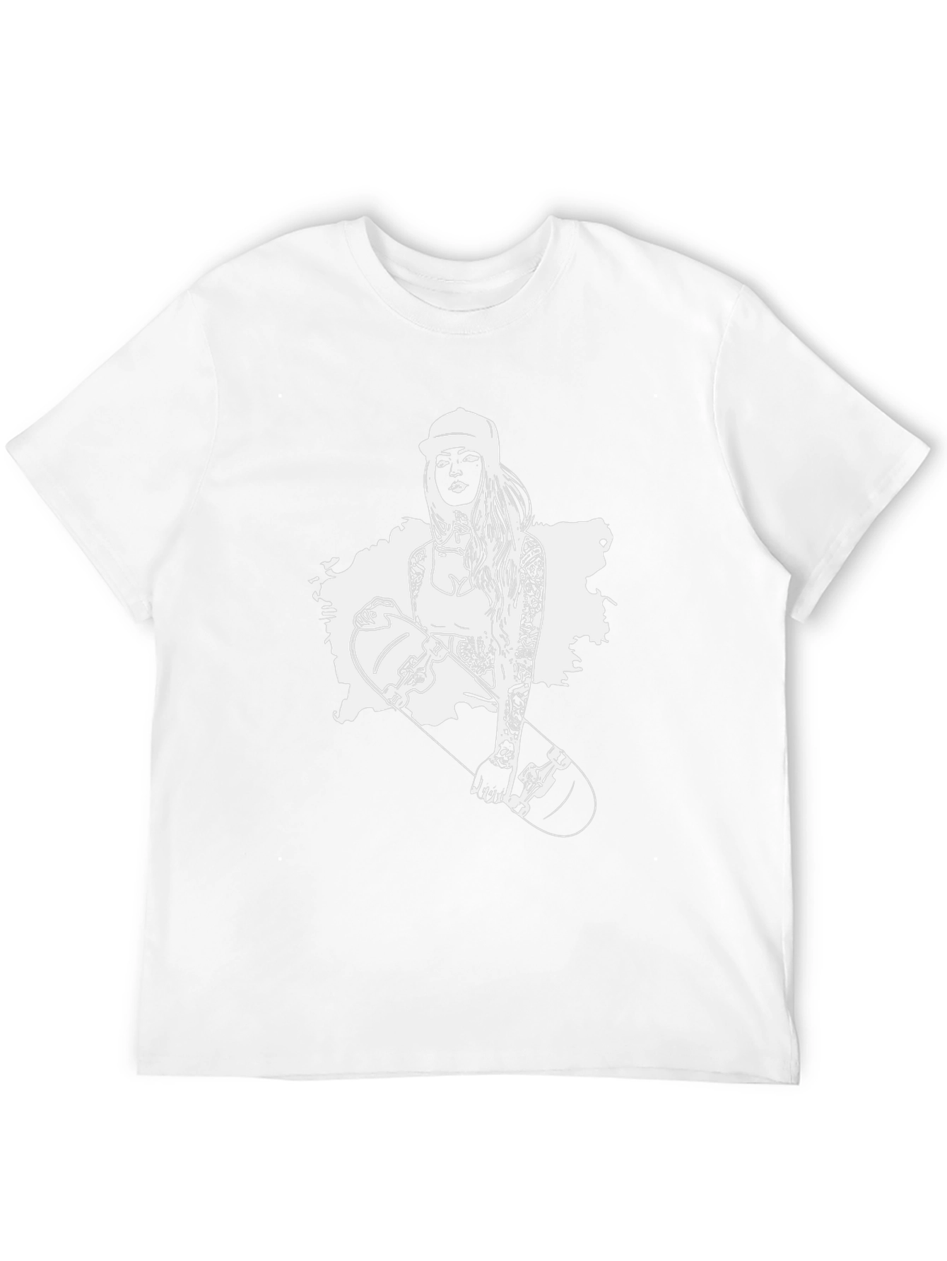 Black T-Shirt with Skater Girl Graphic