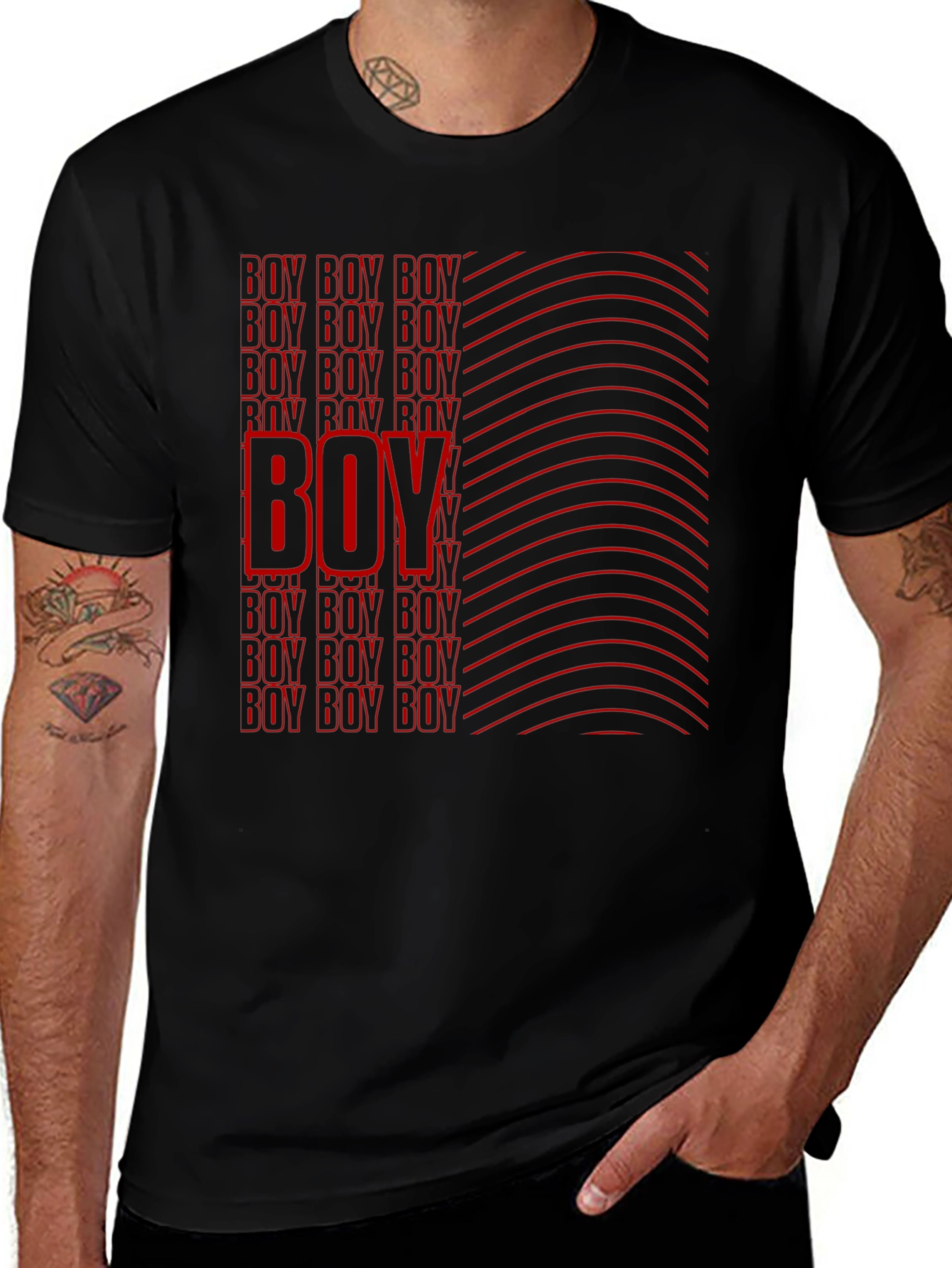 Boy Graphic Print Black T-Shirt