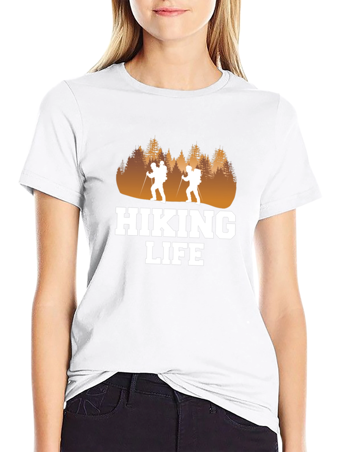 Hiking Life Graphic Tee - Black Cotton T-Shirt