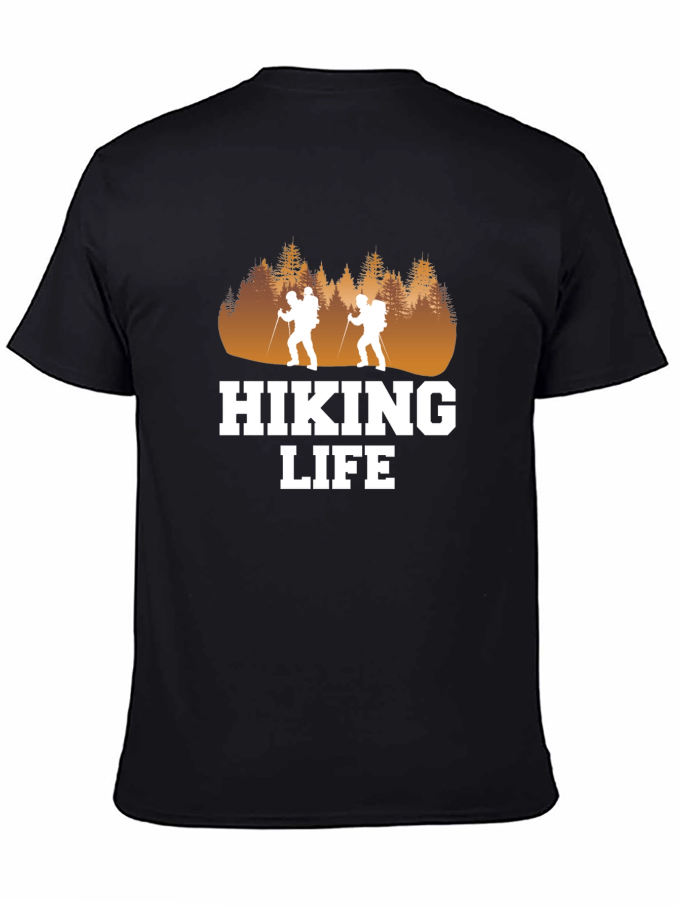 Hiking Life Graphic Tee - Black Cotton T-Shirt