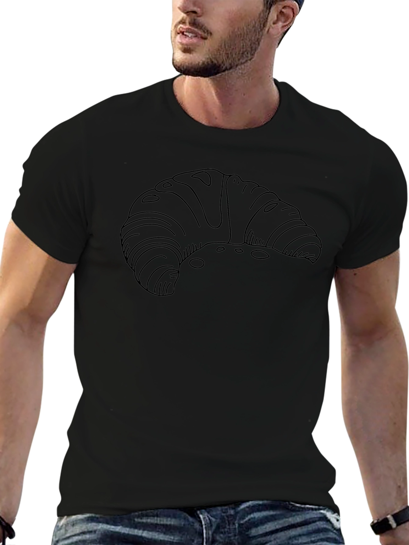 Croissant T-Shirt - Black Casual Style