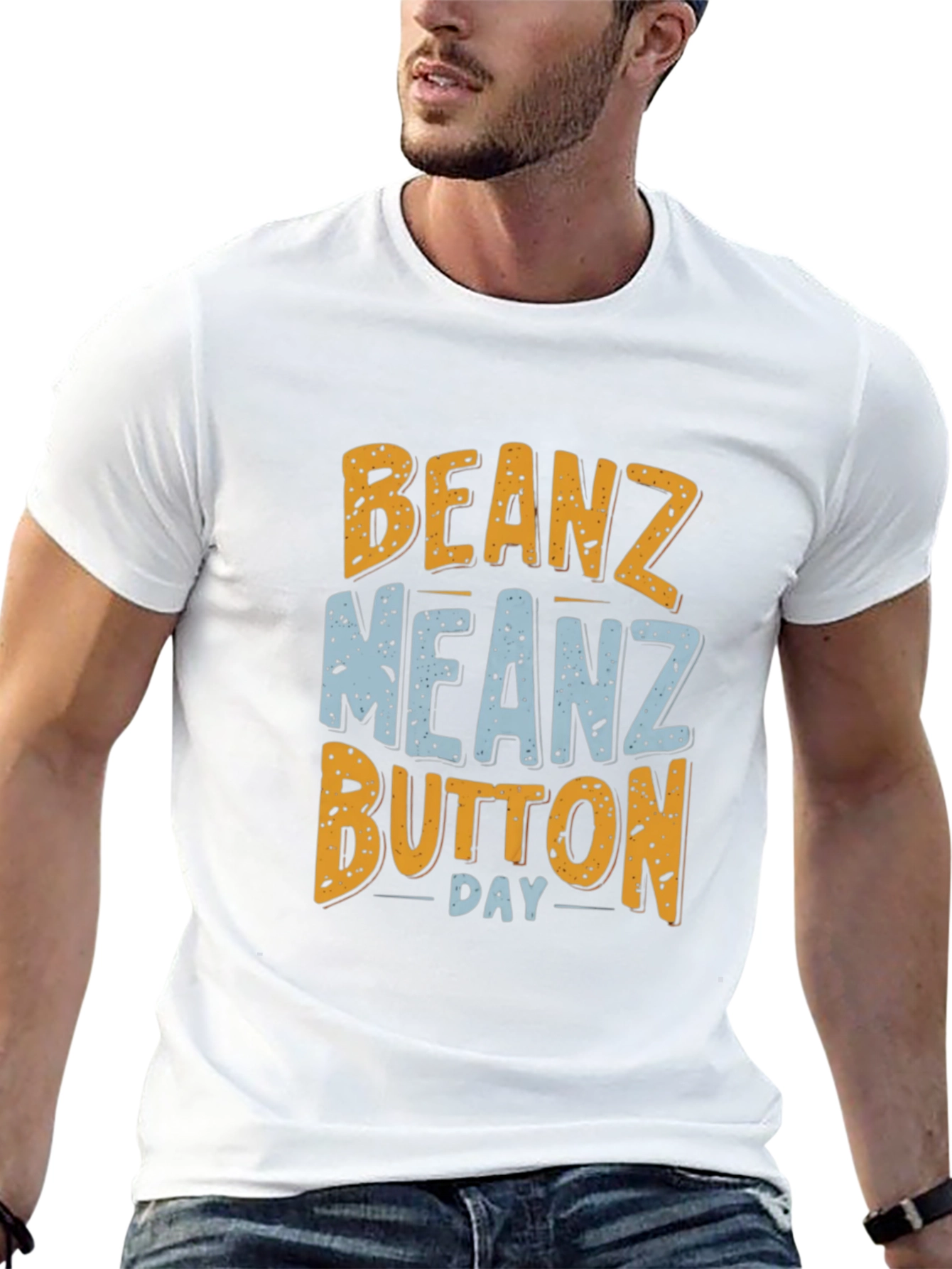 Beanz Meanz Button Day Graphic T-Shirt