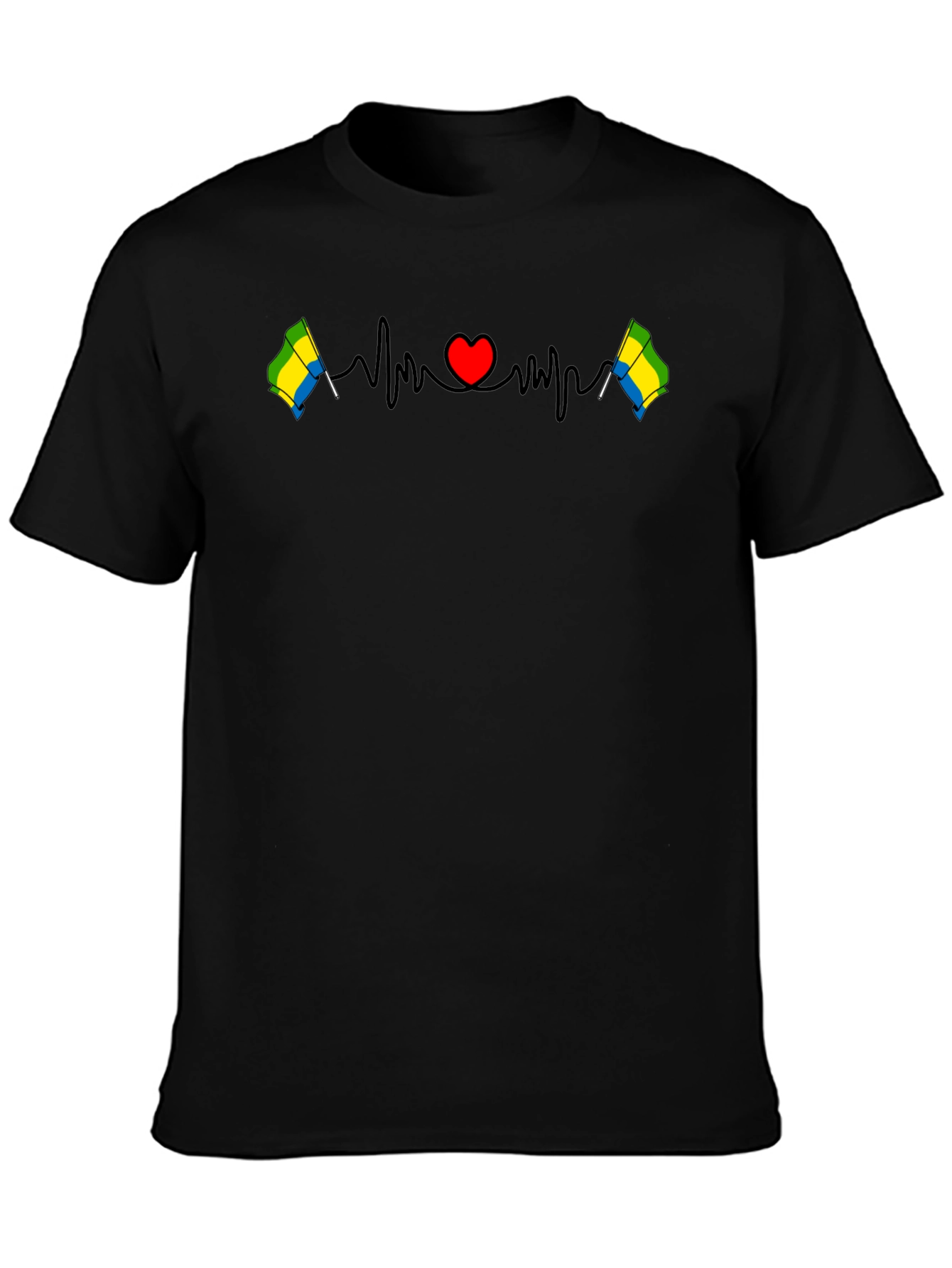 Gabon Flag Heartbeat T-Shirt
