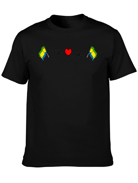 Gabon Flag Heartbeat T-Shirt