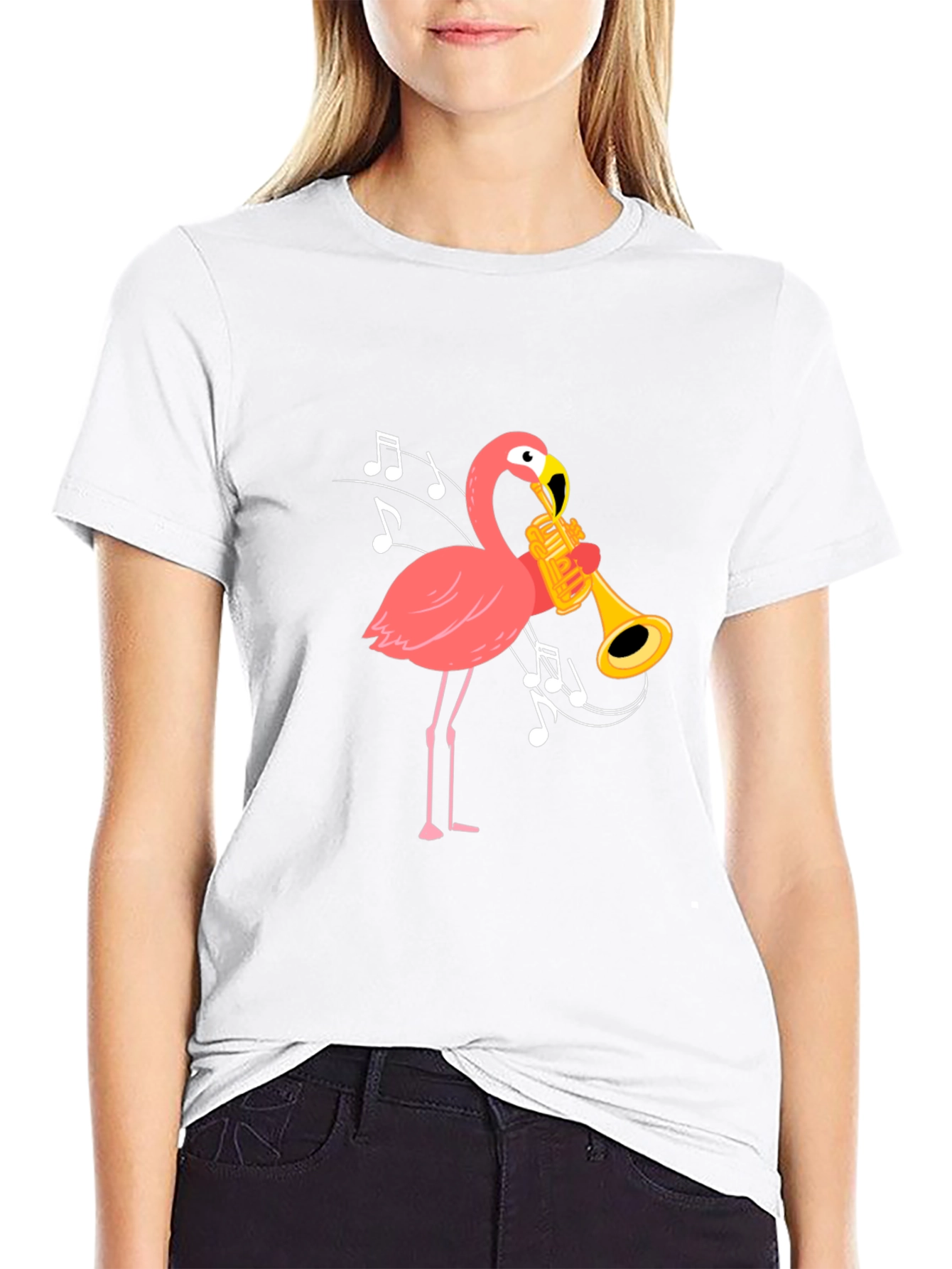 Flamingo Trumpet Black T-Shirt