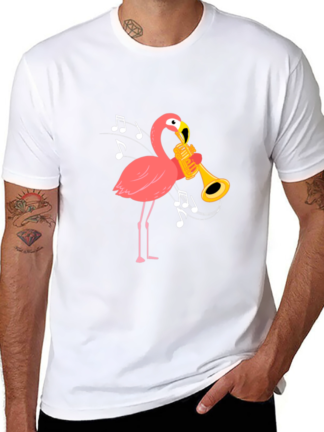 Flamingo Trumpet Black T-Shirt