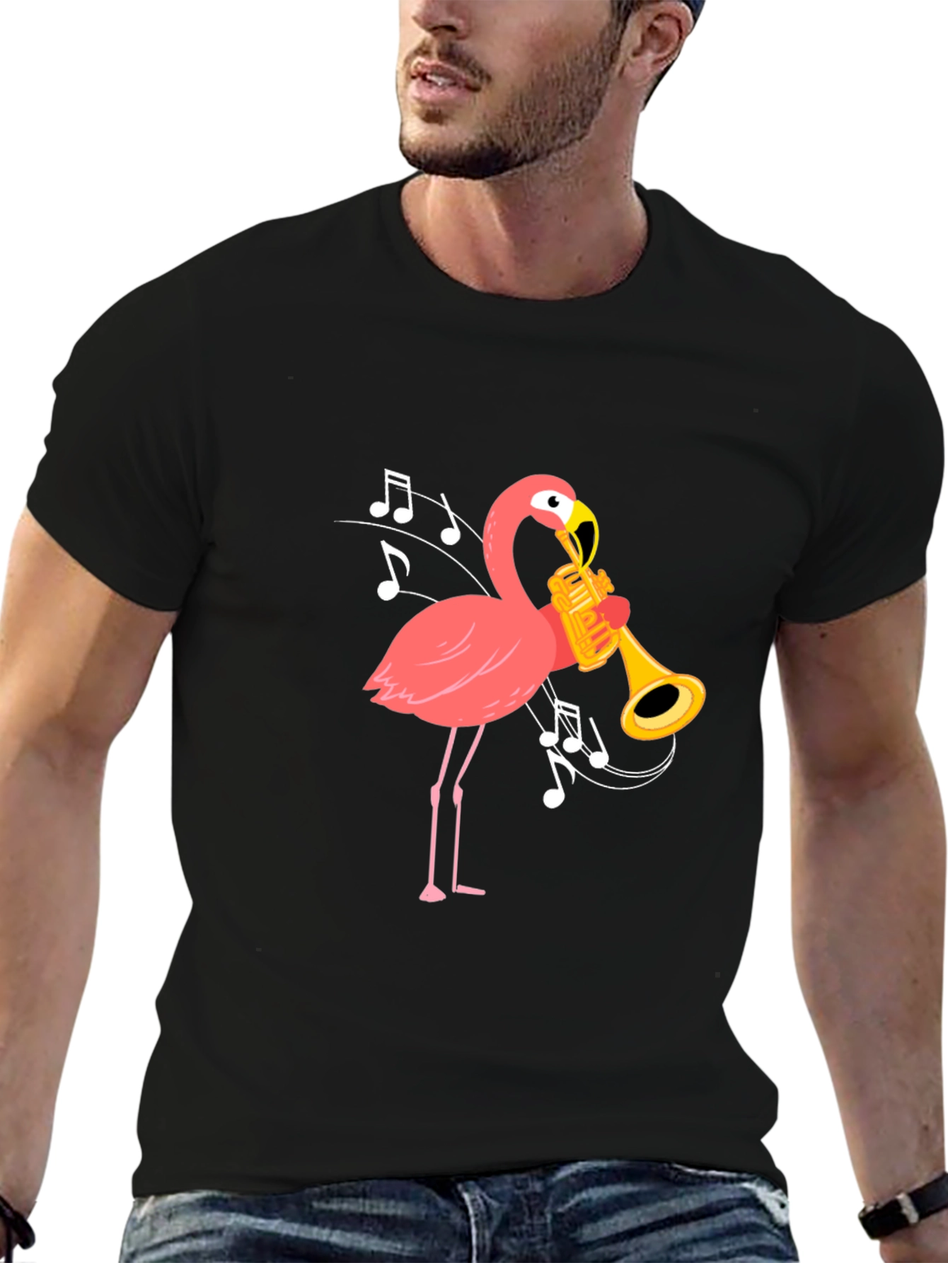 Flamingo Trumpet Black T-Shirt