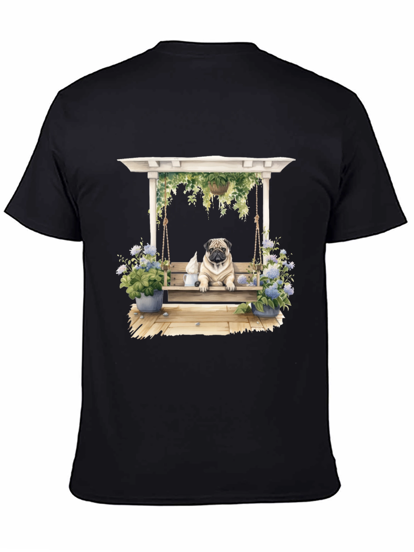 Pug on Swing T-Shirt - Unique Dog Lover Gift
