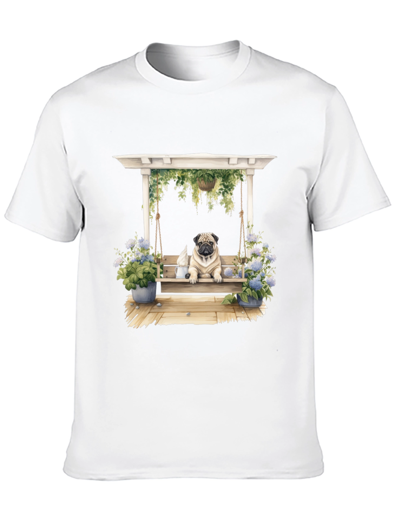 Pug on Swing T-Shirt - Unique Dog Lover Gift