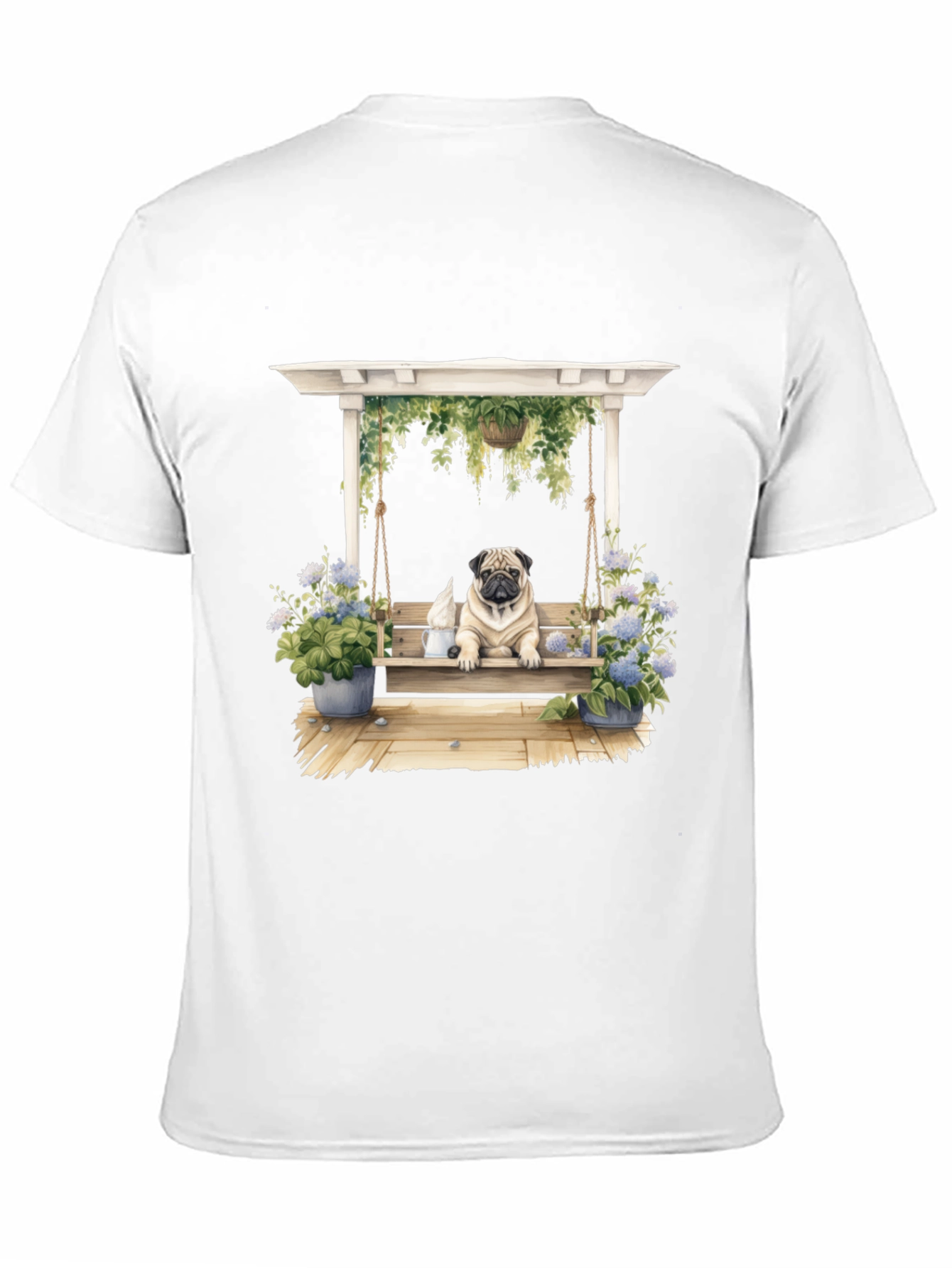 Pug on Swing T-Shirt - Unique Dog Lover Gift