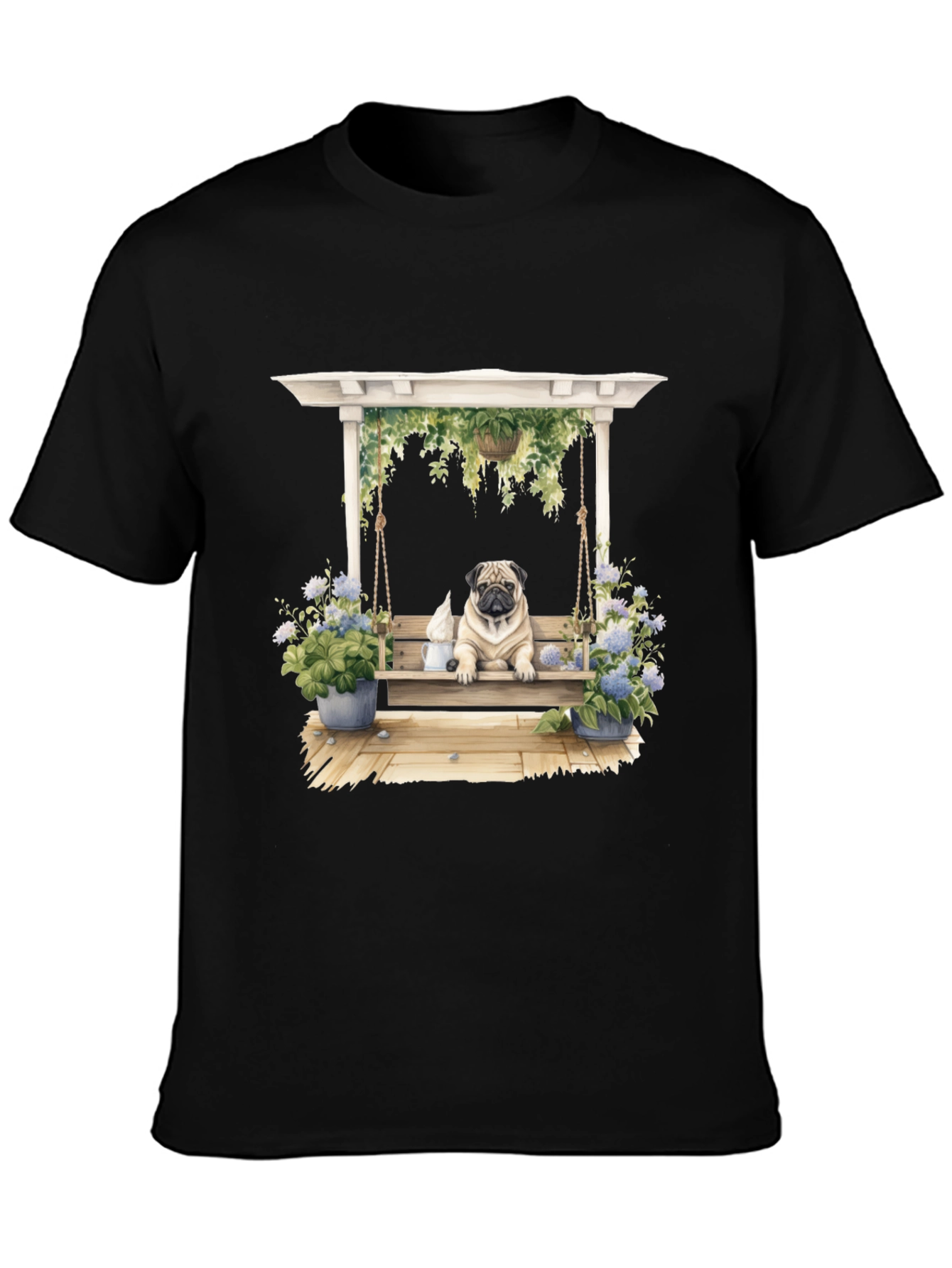 Pug on Swing T-Shirt - Unique Dog Lover Gift