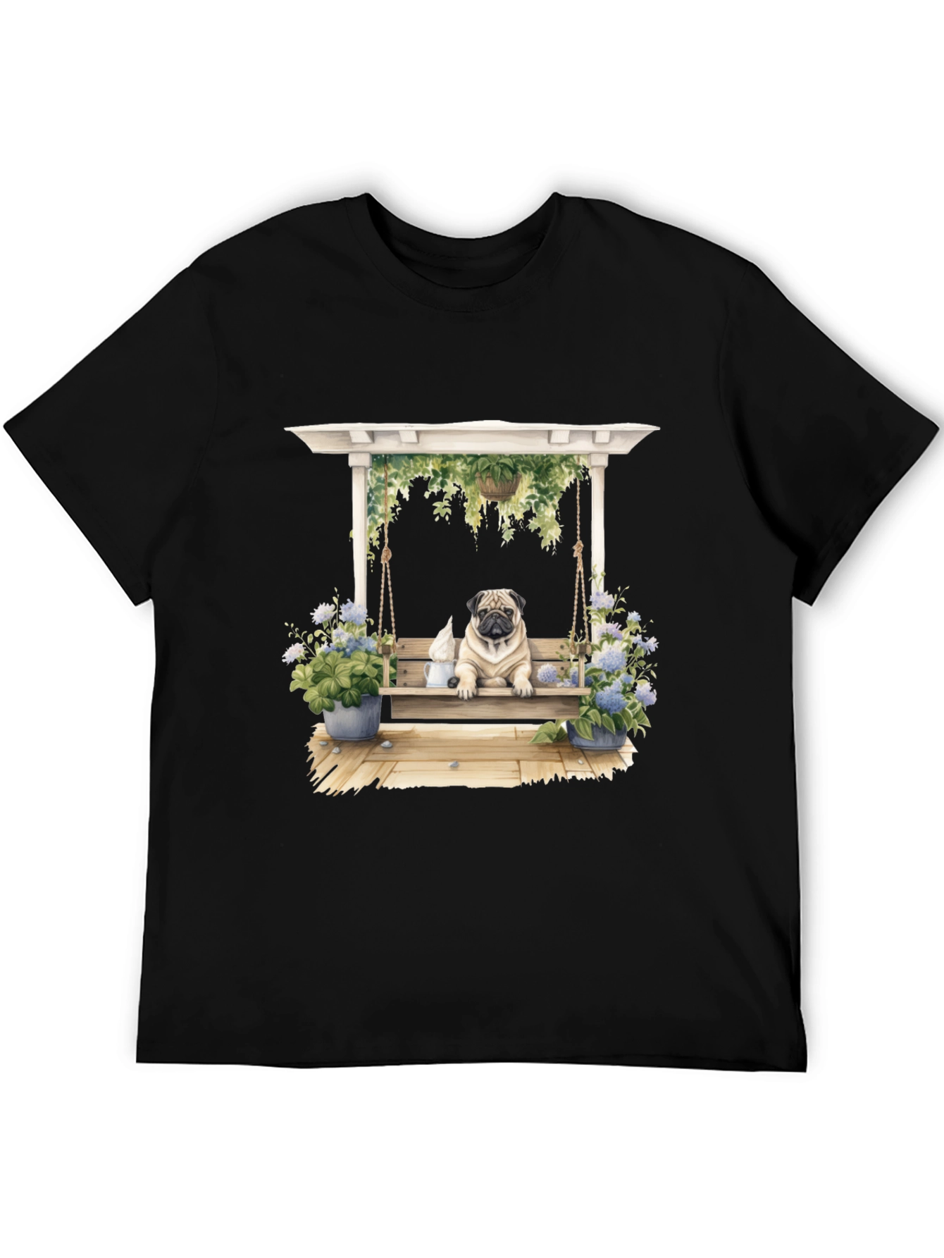 Pug on Swing T-Shirt - Unique Dog Lover Gift