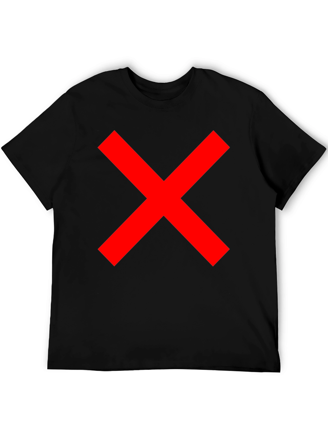 Mens Black T-Shirt with Red X Graphic