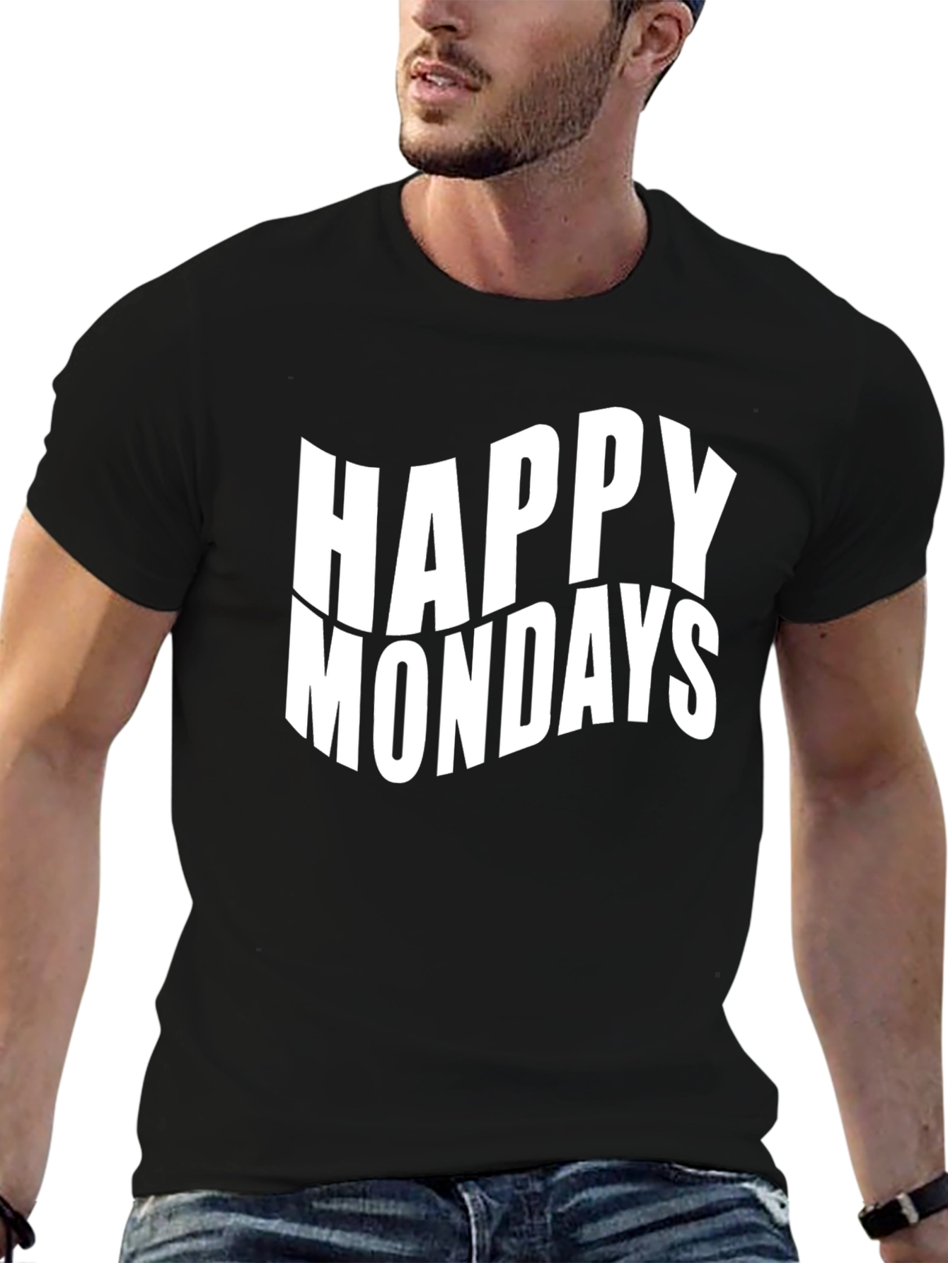 Happy Mondays Graphic Print Black T-Shirt