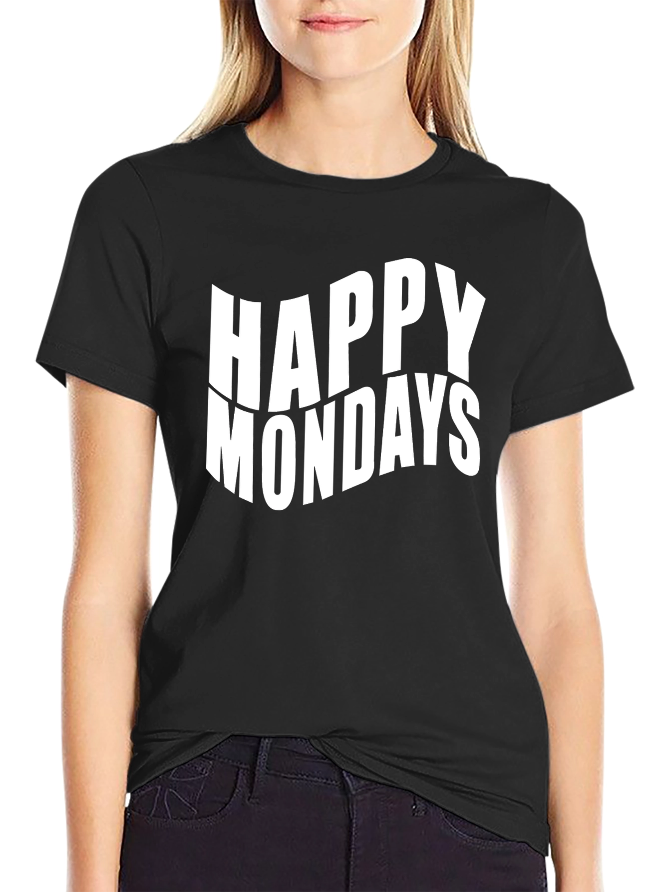 Happy Mondays Graphic Print Black T-Shirt