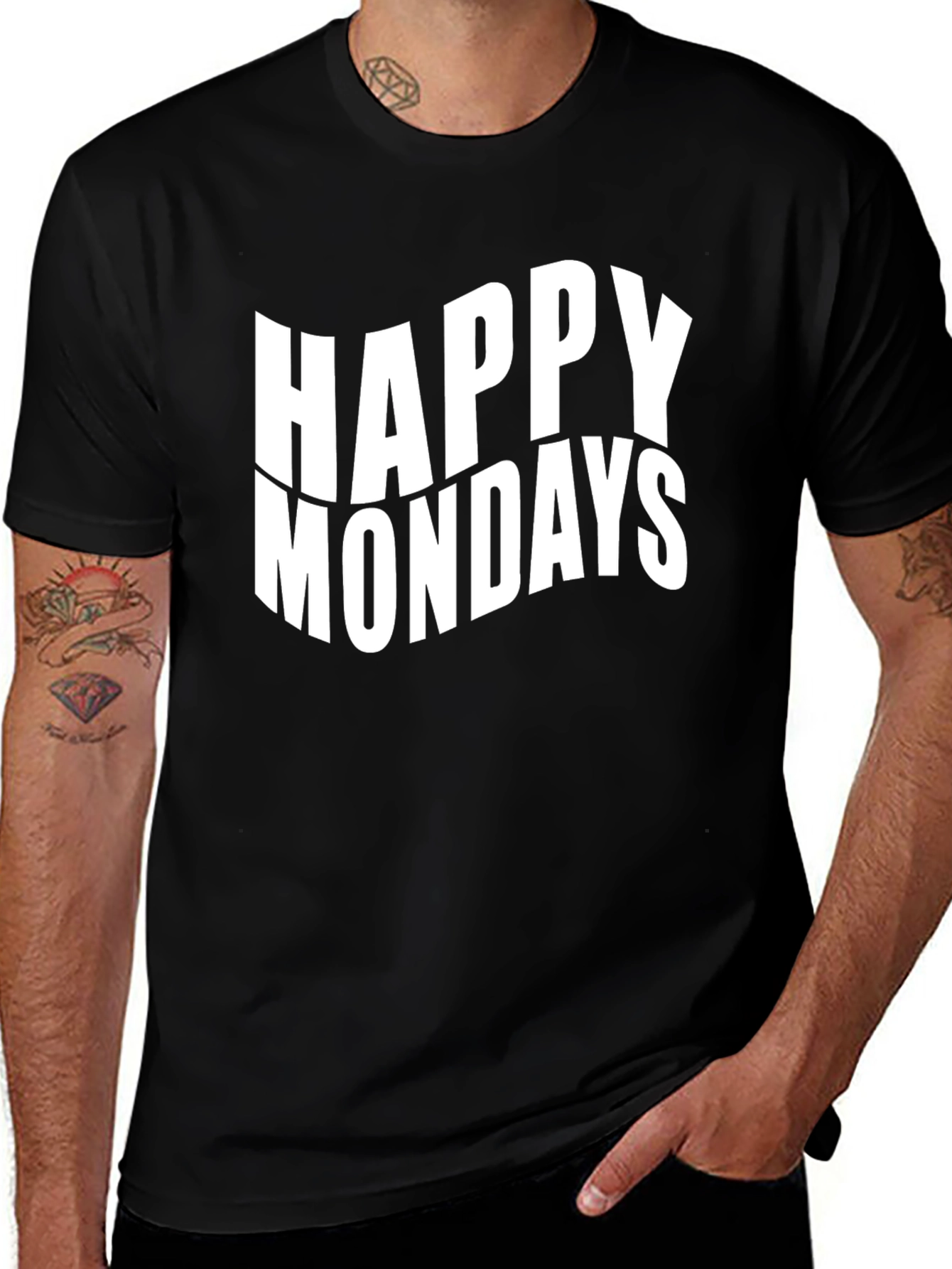 Happy Mondays Graphic Print Black T-Shirt
