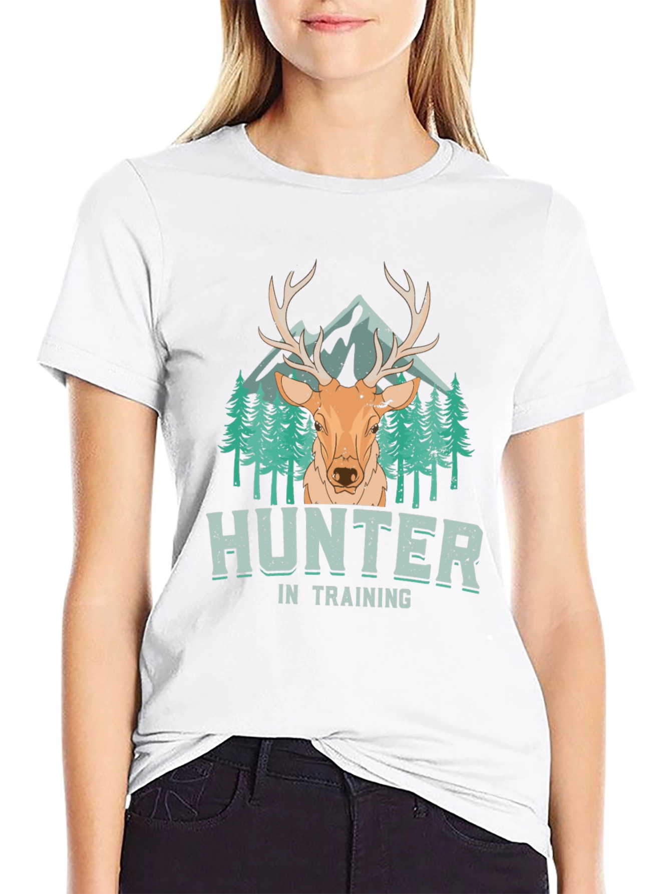 Hunter In Training T-Shirt - Deer & Mountain Design