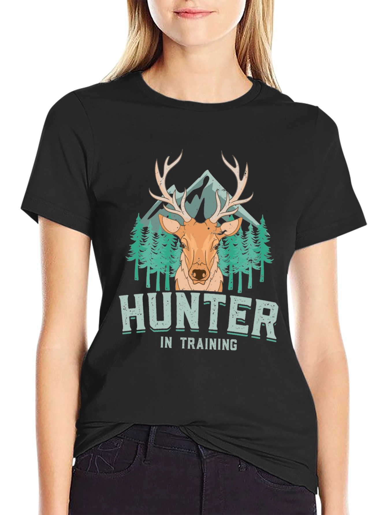 Hunter In Training T-Shirt - Deer & Mountain Design