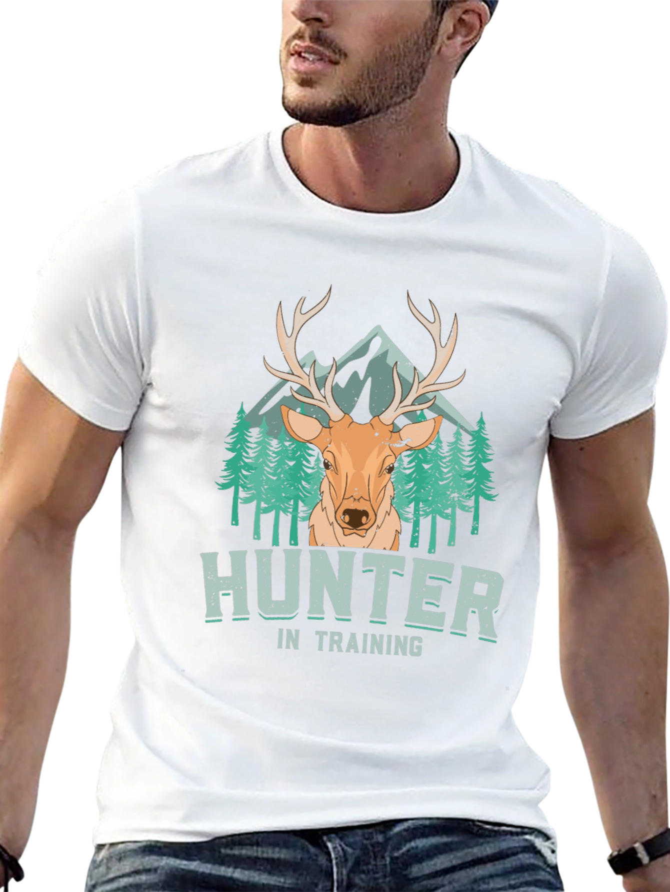 Hunter In Training T-Shirt - Deer & Mountain Design