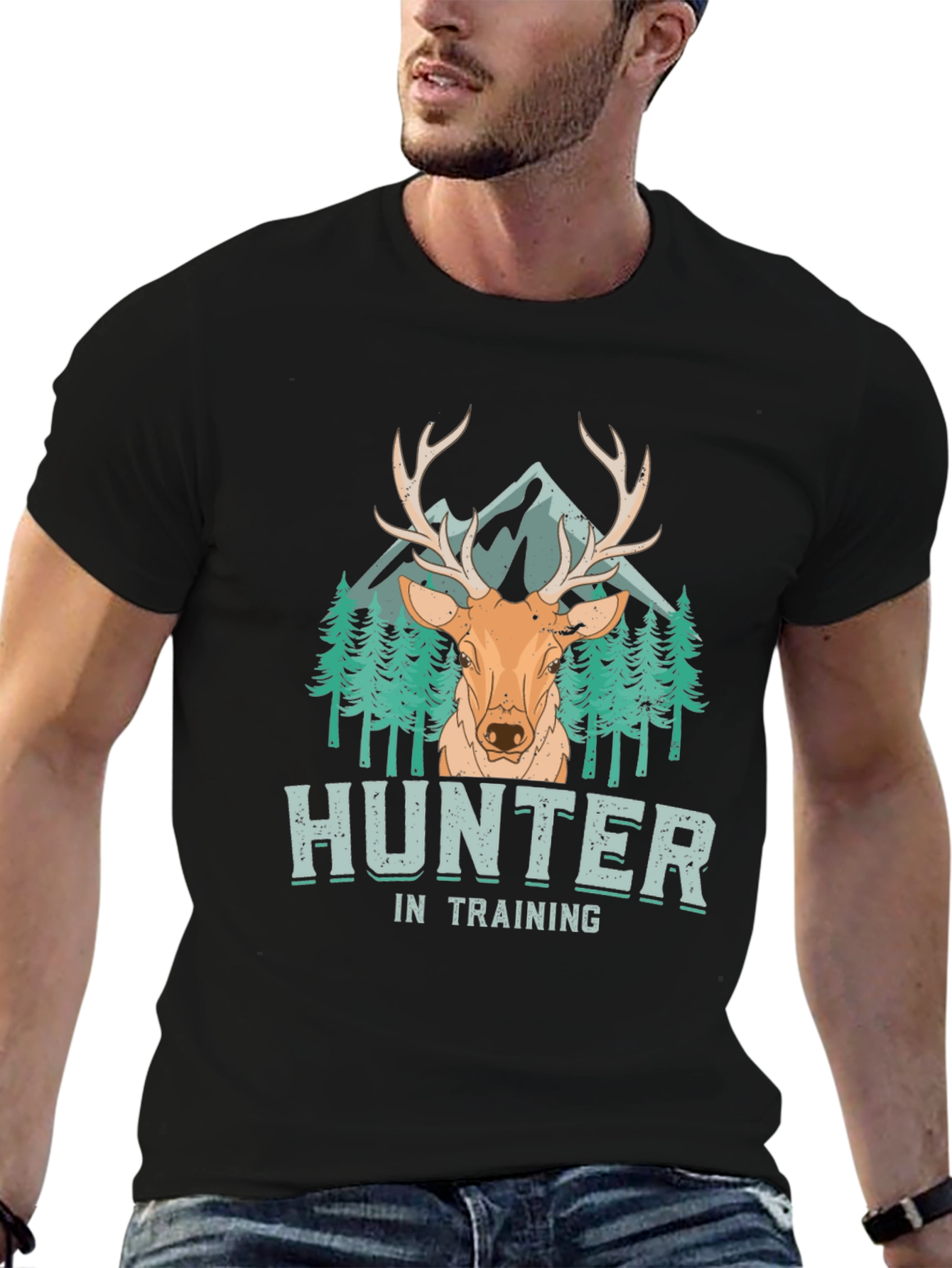 Hunter In Training T-Shirt - Deer & Mountain Design
