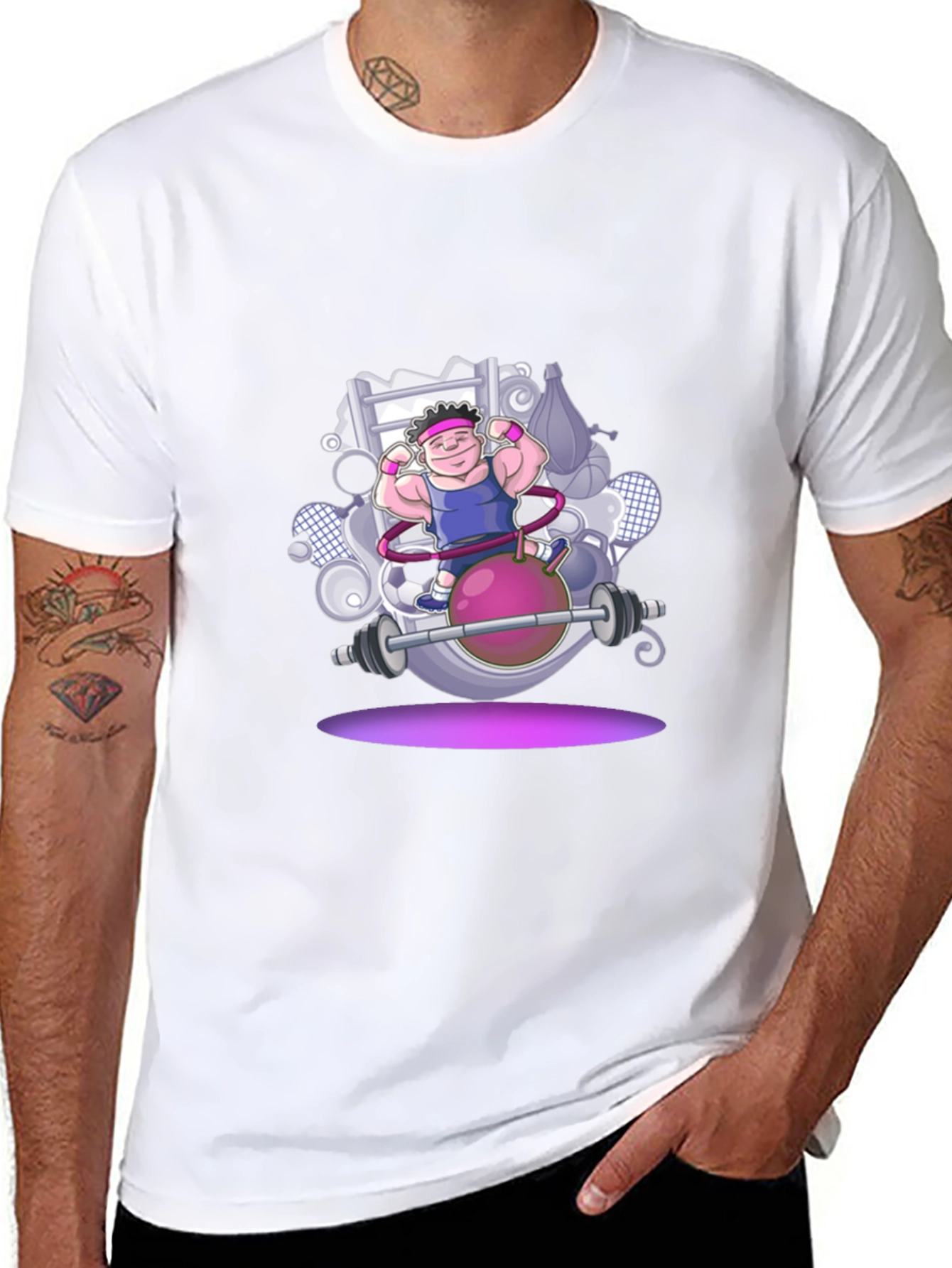 Gym Cartoon Graphic Black T-Shirt