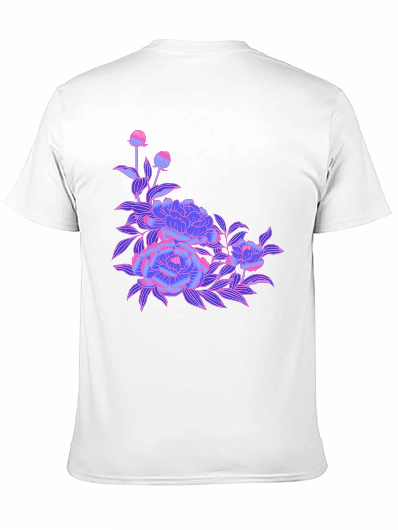 Black T-Shirt with Neon Floral Design