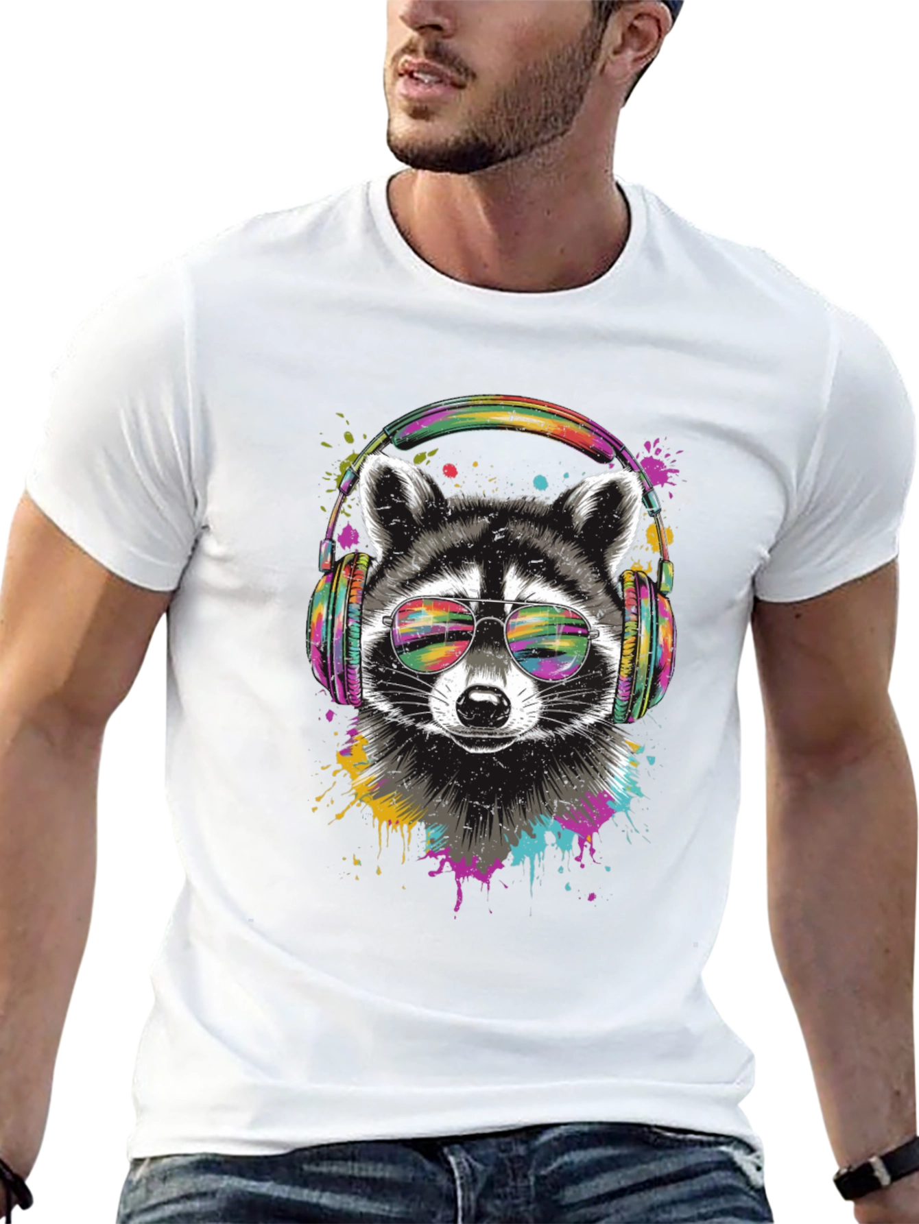 Raccoon DJ Graphic Tee - Cool Animal T-Shirt