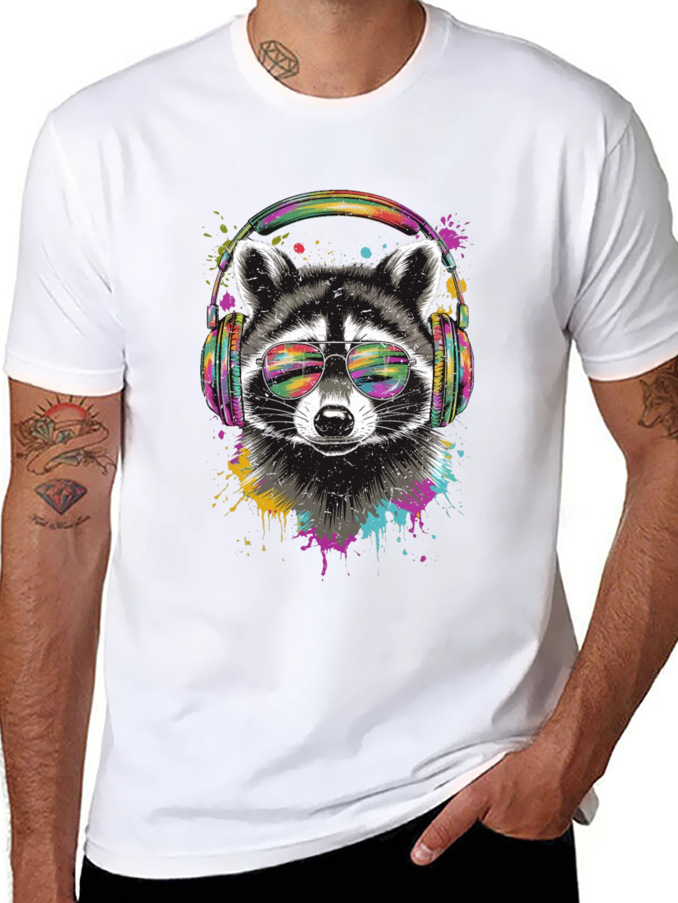 Raccoon DJ Graphic Tee - Cool Animal T-Shirt