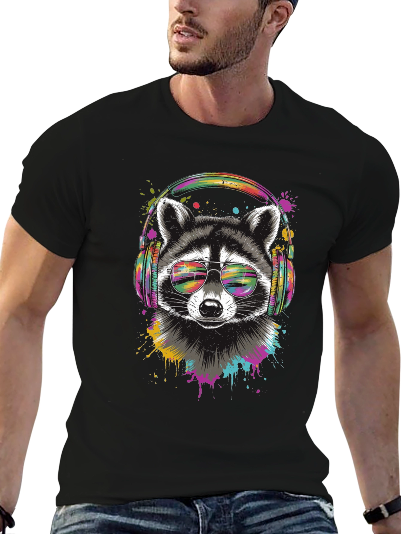 Raccoon DJ Graphic Tee - Cool Animal T-Shirt