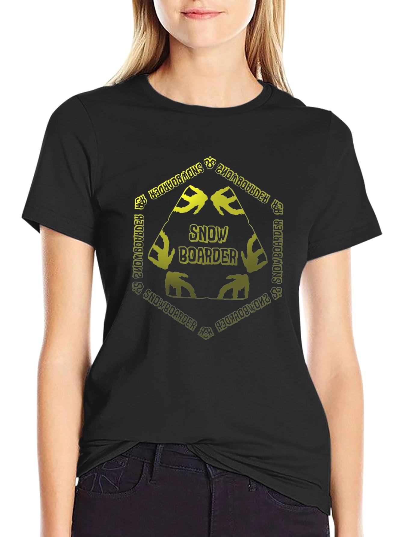 Snowboarder Graphic Tee - Black Cotton T-Shirt