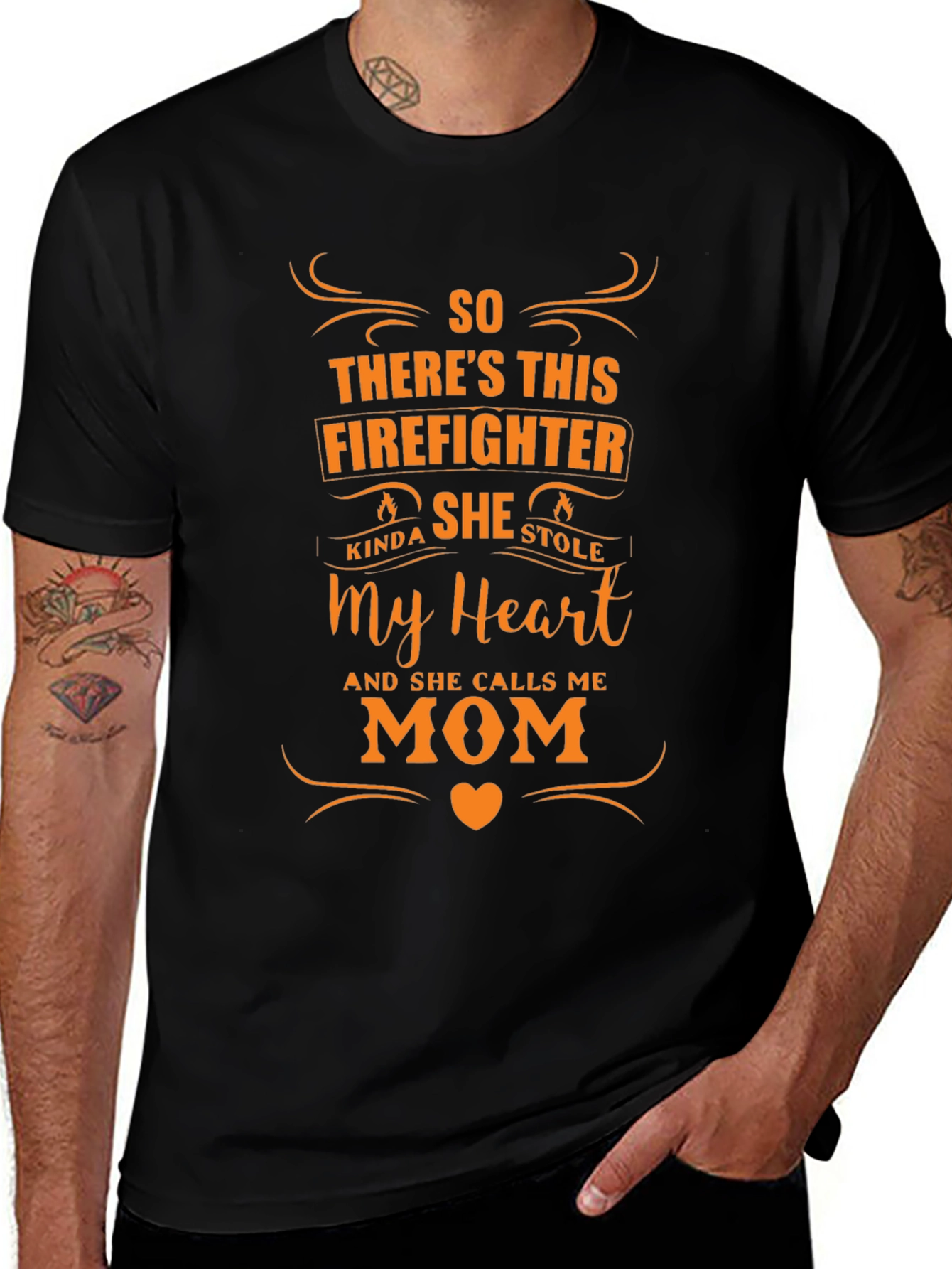 Firefighters Mom Graphic Tee - Black