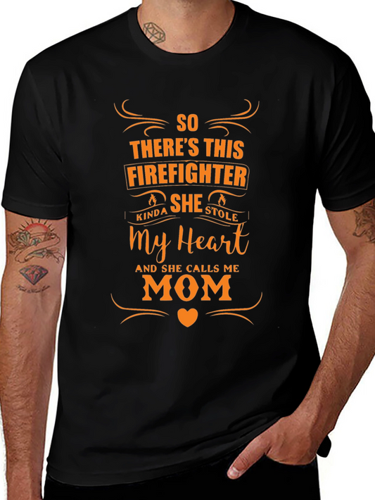Firefighters Mom Graphic Tee - Black