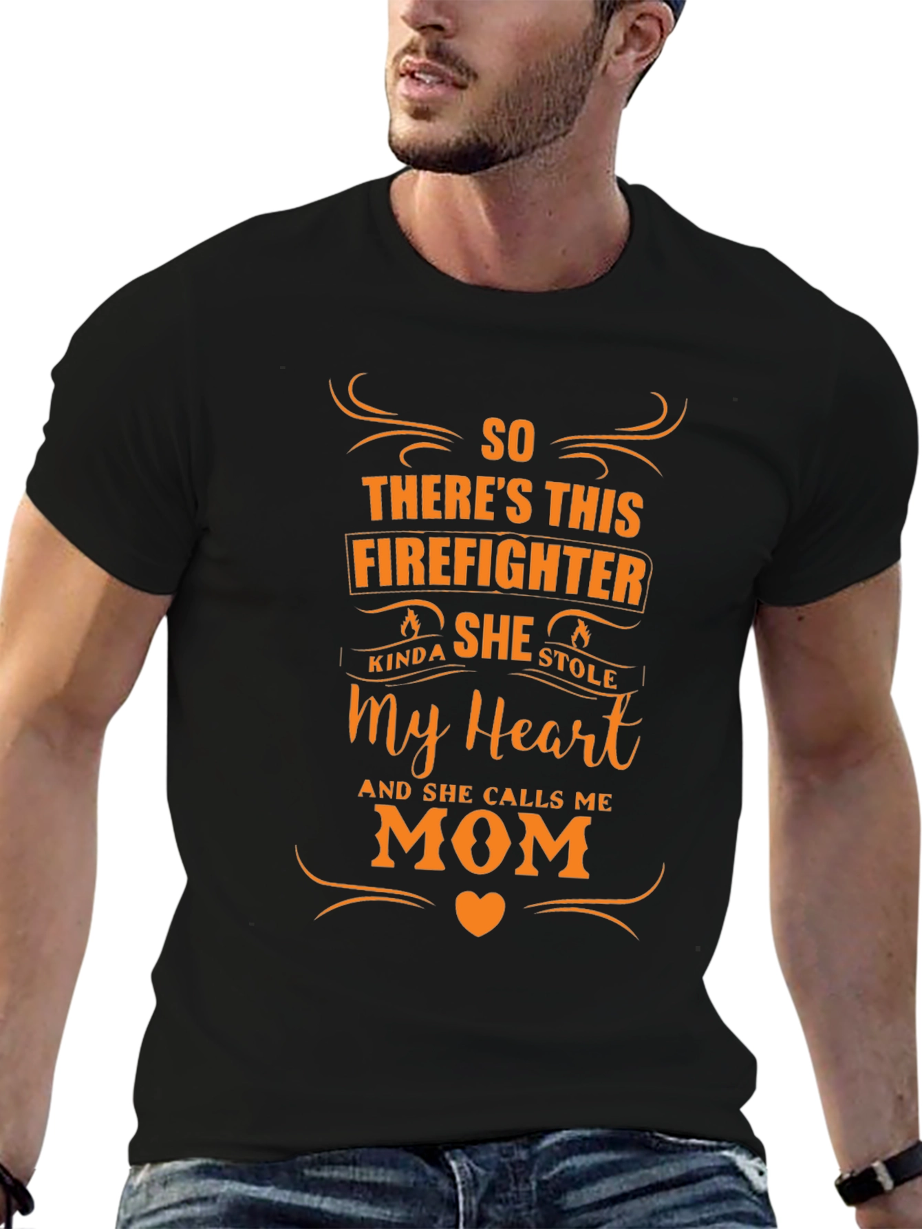 Firefighters Mom Graphic Tee - Black