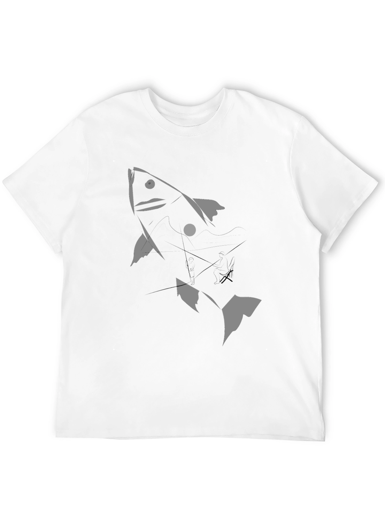 Black Graphic Tee - Abstract Fish Design